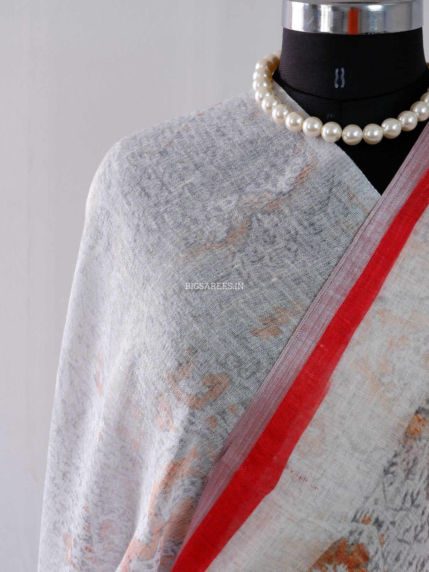 Digital Print Saree | Linen by Linen | Grey