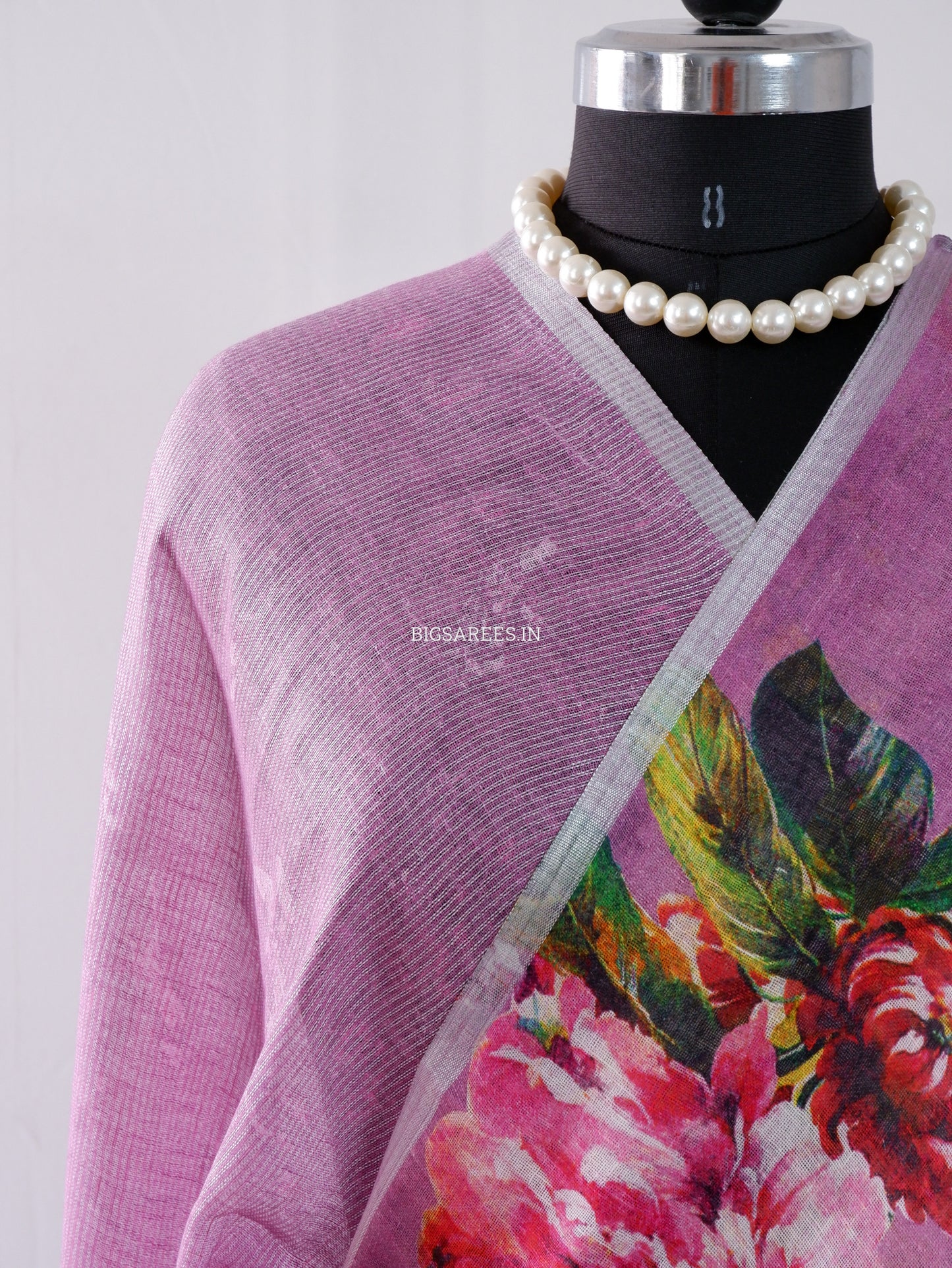 Digital Print Saree | Linen by Linen | Muted Purple