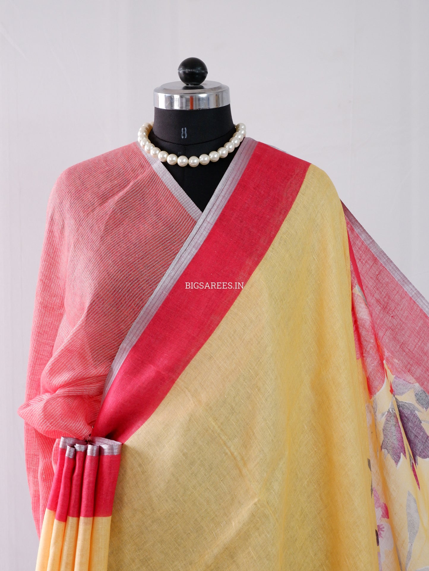 Digital Print Saree | Linen by Linen | Yellow