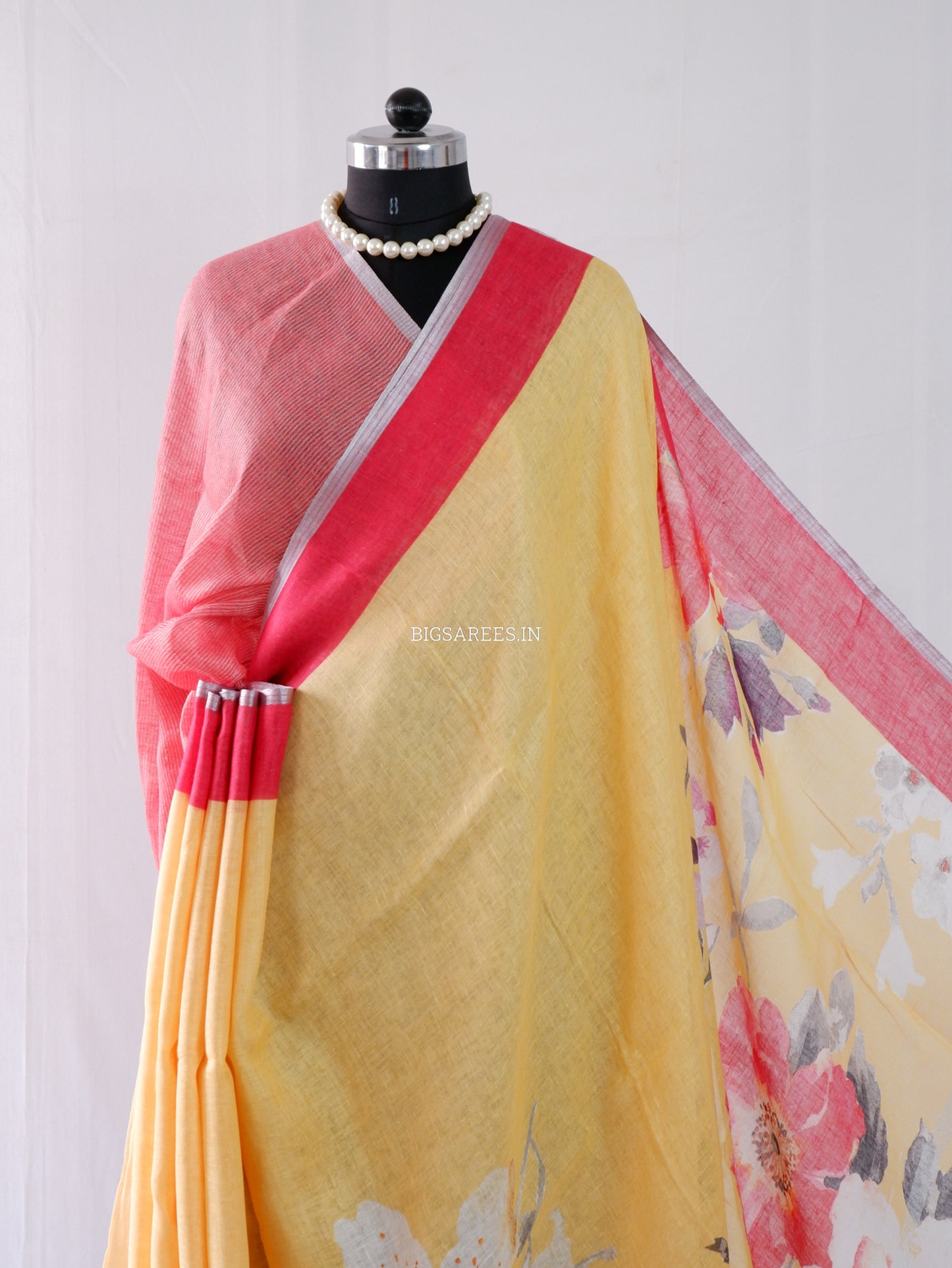 Digital Print Saree | Linen by Linen | Yellow
