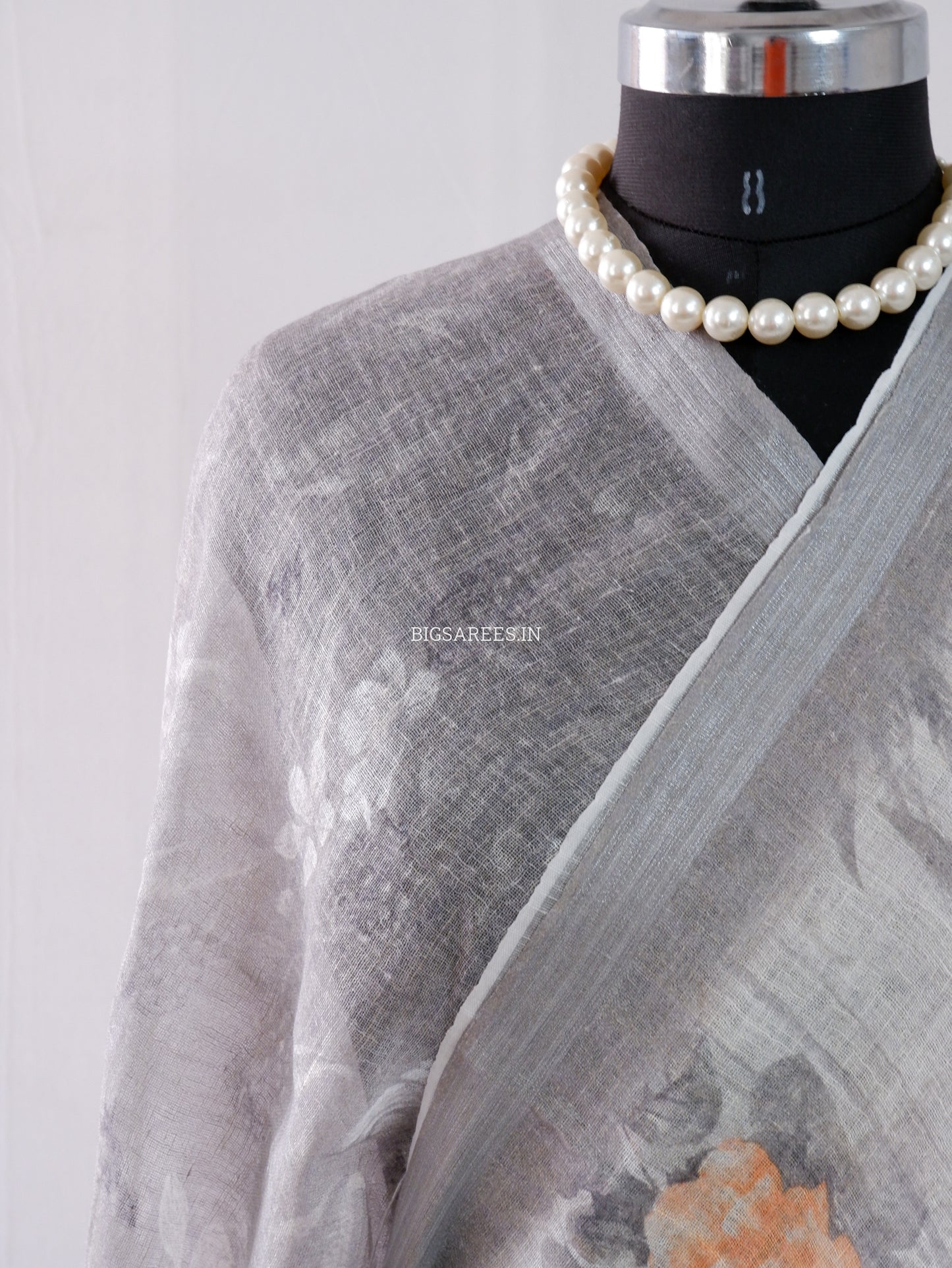 Digital Print Saree | Linen by Linen | Gray
