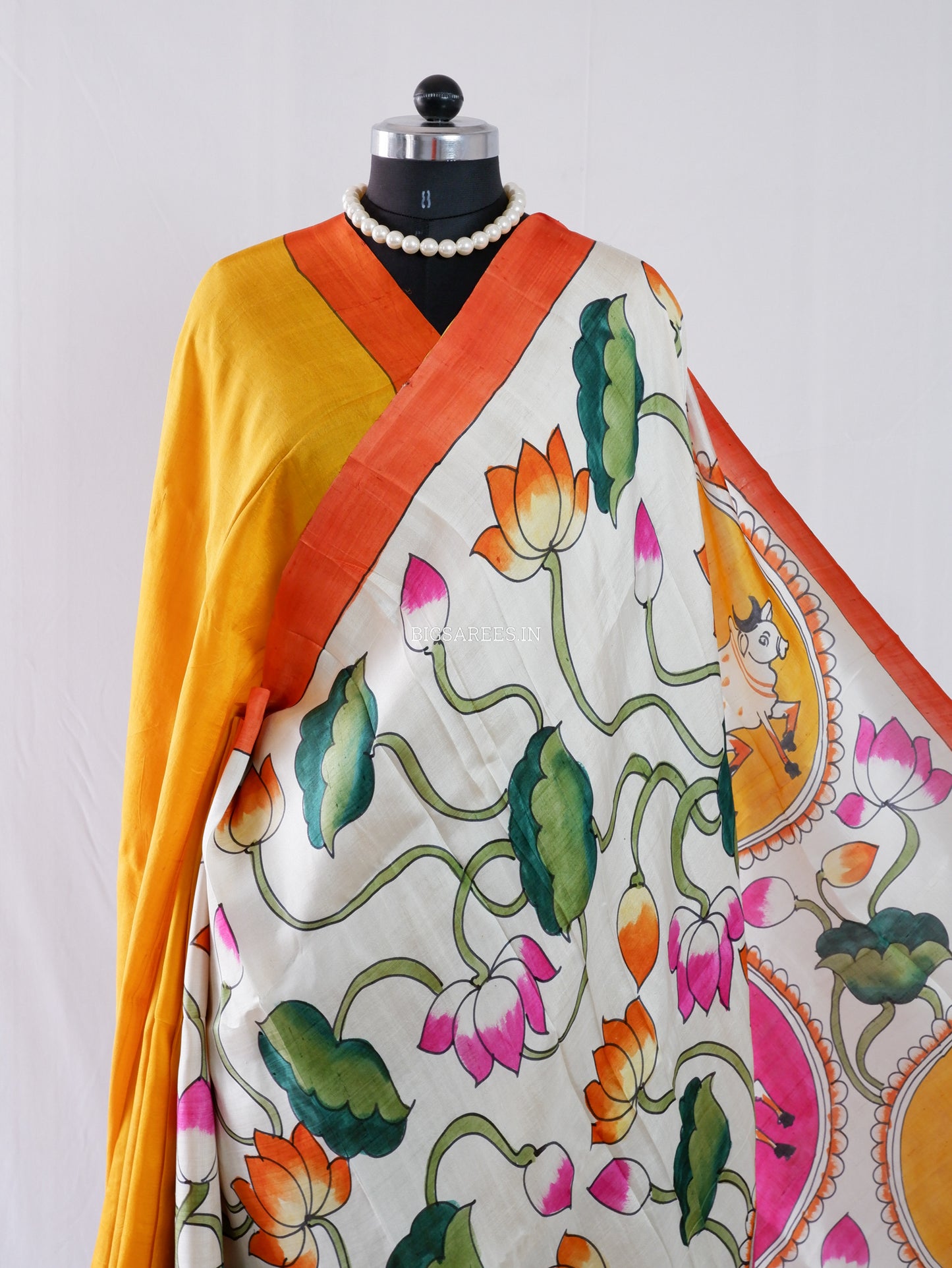 Hand-Painted Bishnupuri Silk Saree | Pure Silk | Silk Mark Certified