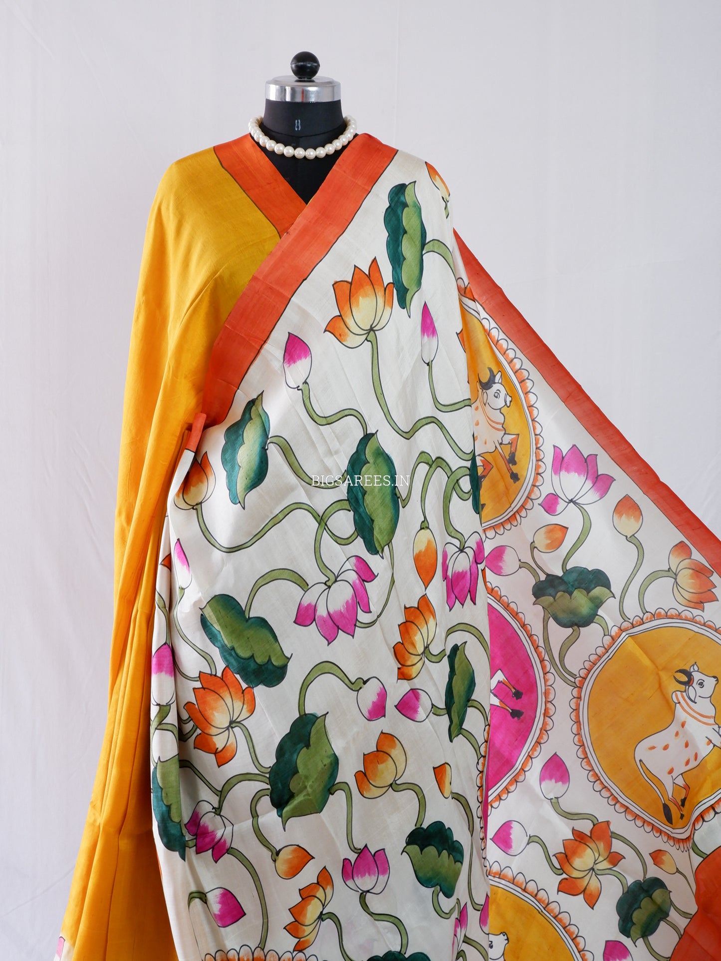 Hand-Painted Bishnupuri Silk Saree | Pure Silk | Silk Mark Certified