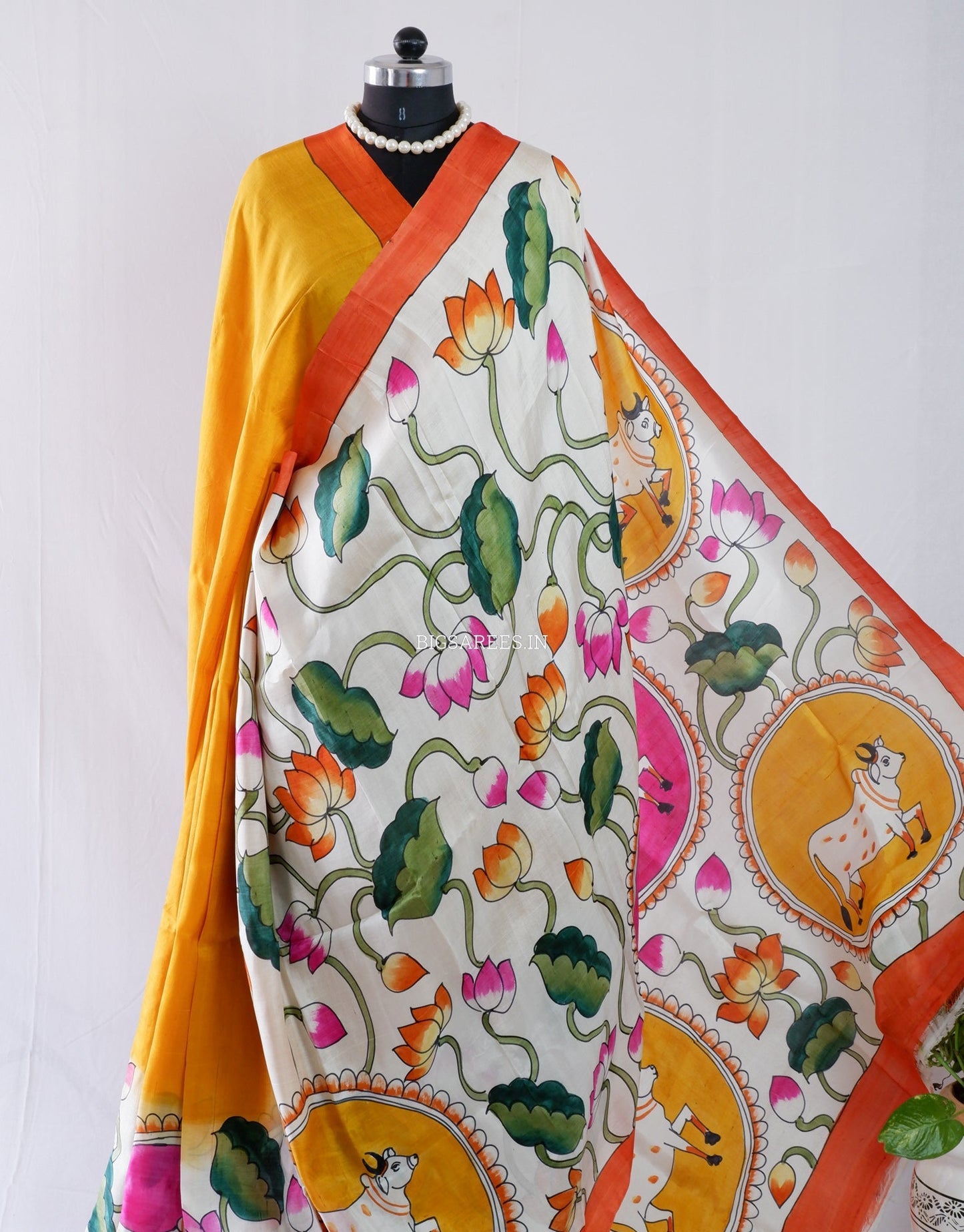 Hand-Painted Bishnupuri Silk Saree | Pure Silk | Silk Mark Certified