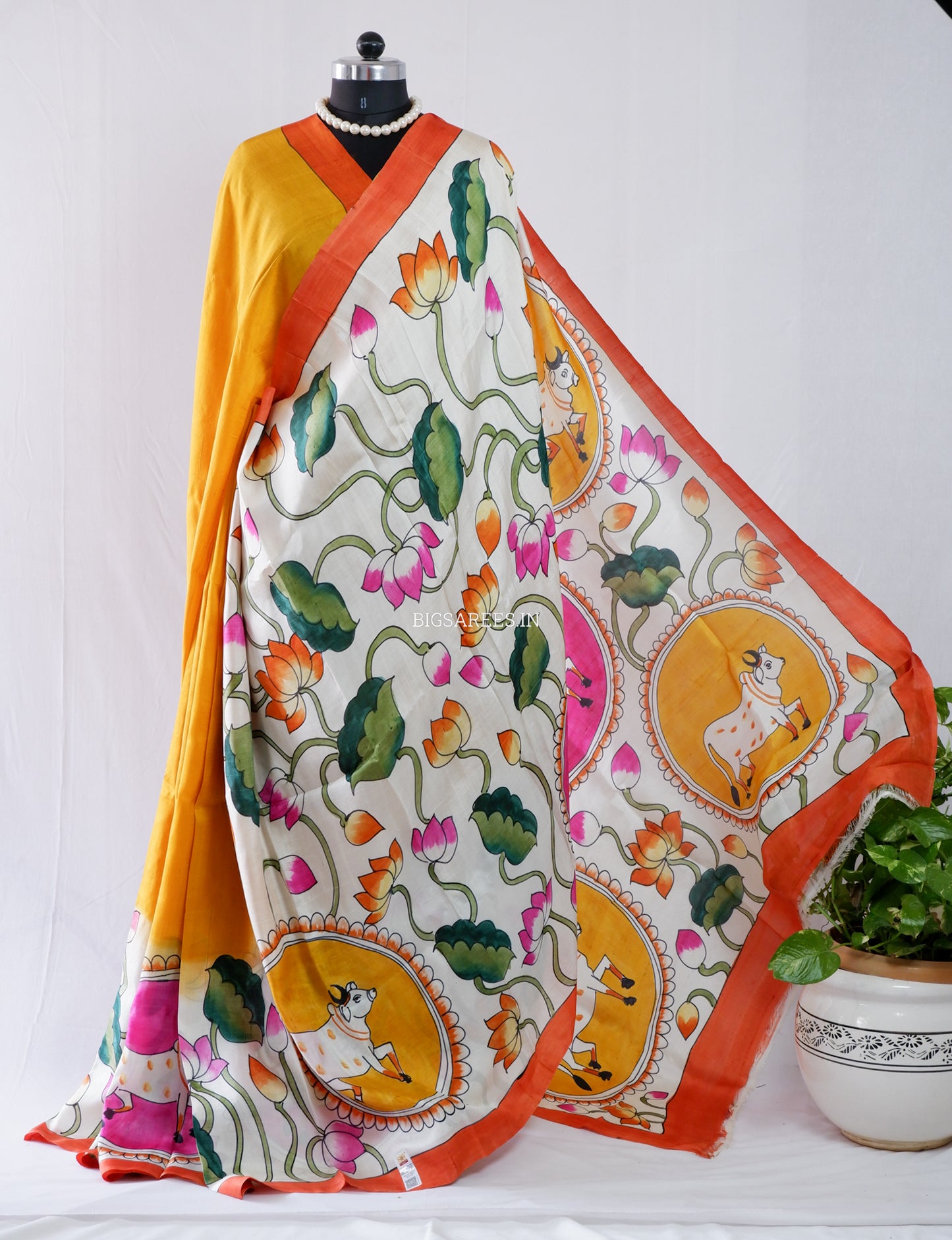 Hand-Painted Bishnupuri Silk Saree | Pure Silk | Silk Mark Certified