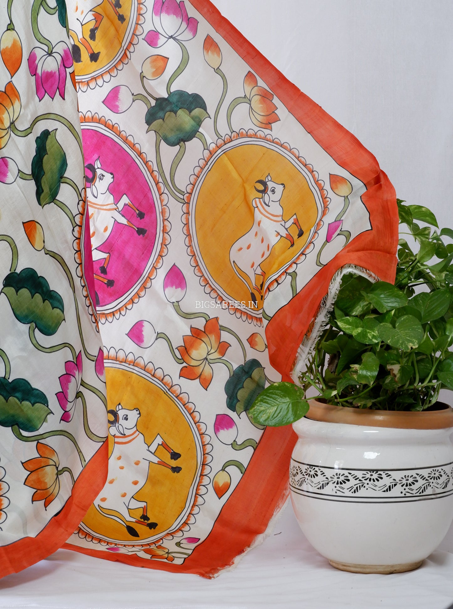 Hand-Painted Bishnupuri Silk Saree | Pure Silk | Silk Mark Certified