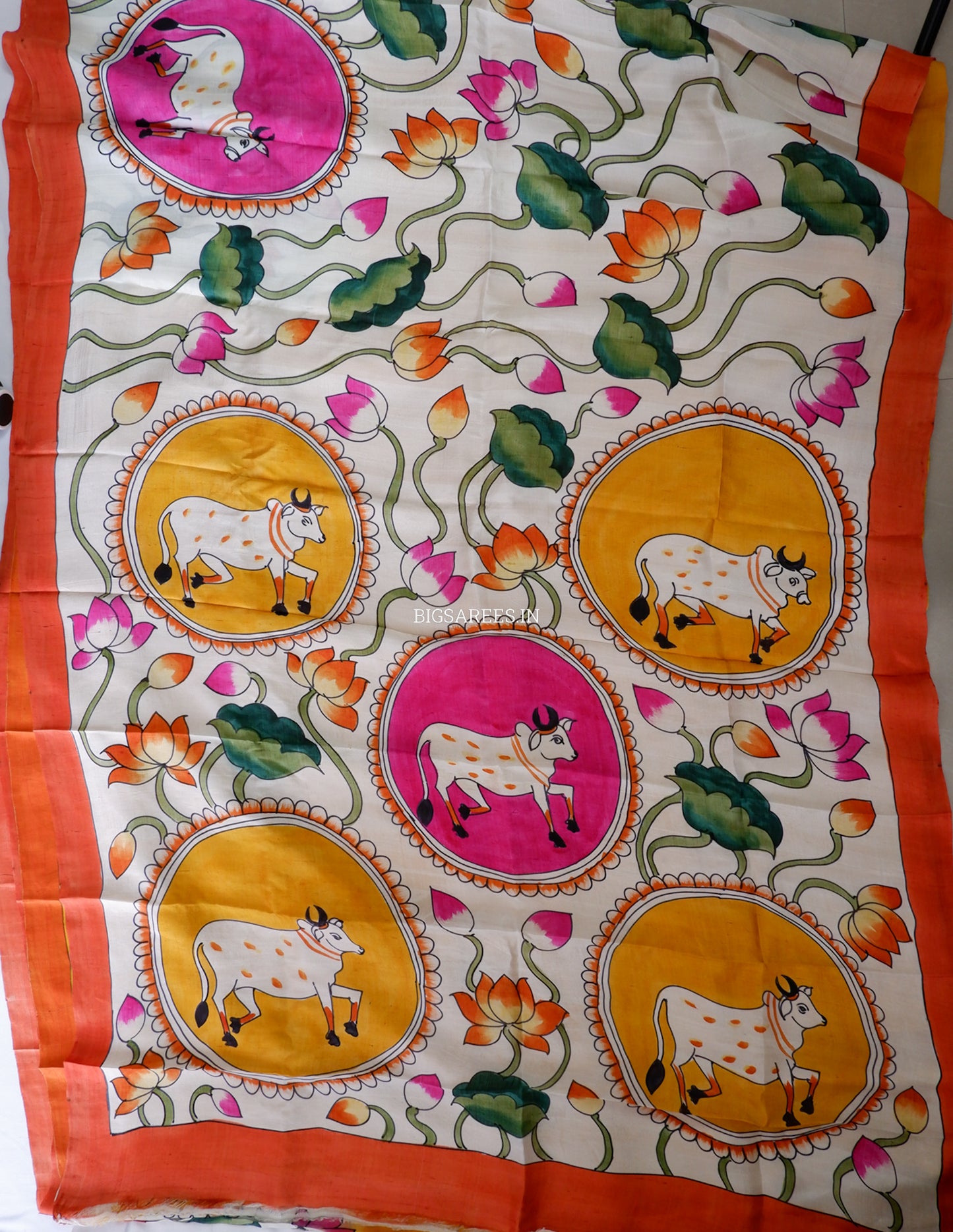 Hand-Painted Bishnupuri Silk Saree | Pure Silk | Silk Mark Certified