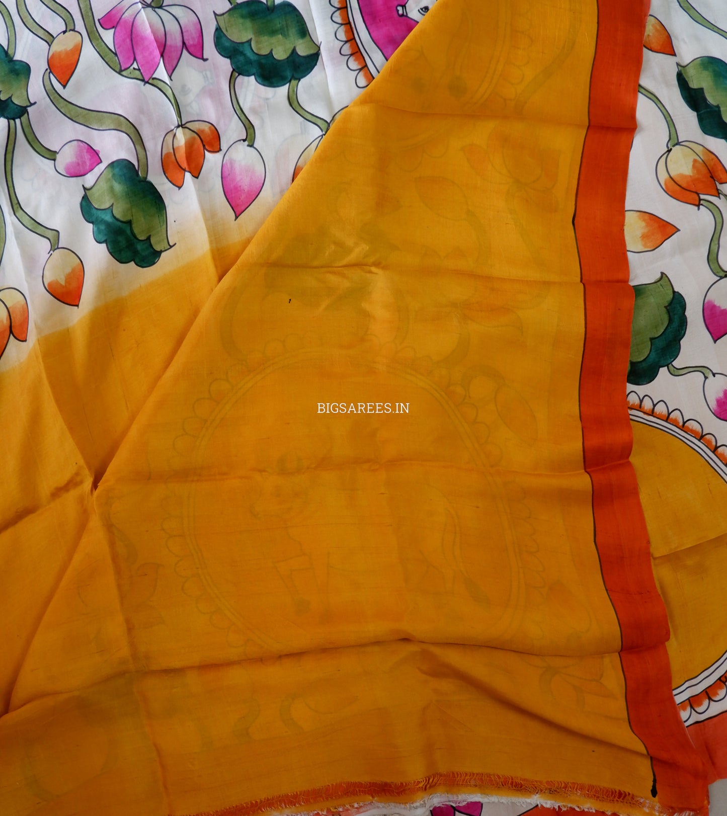 Hand-Painted Bishnupuri Silk Saree | Pure Silk | Silk Mark Certified