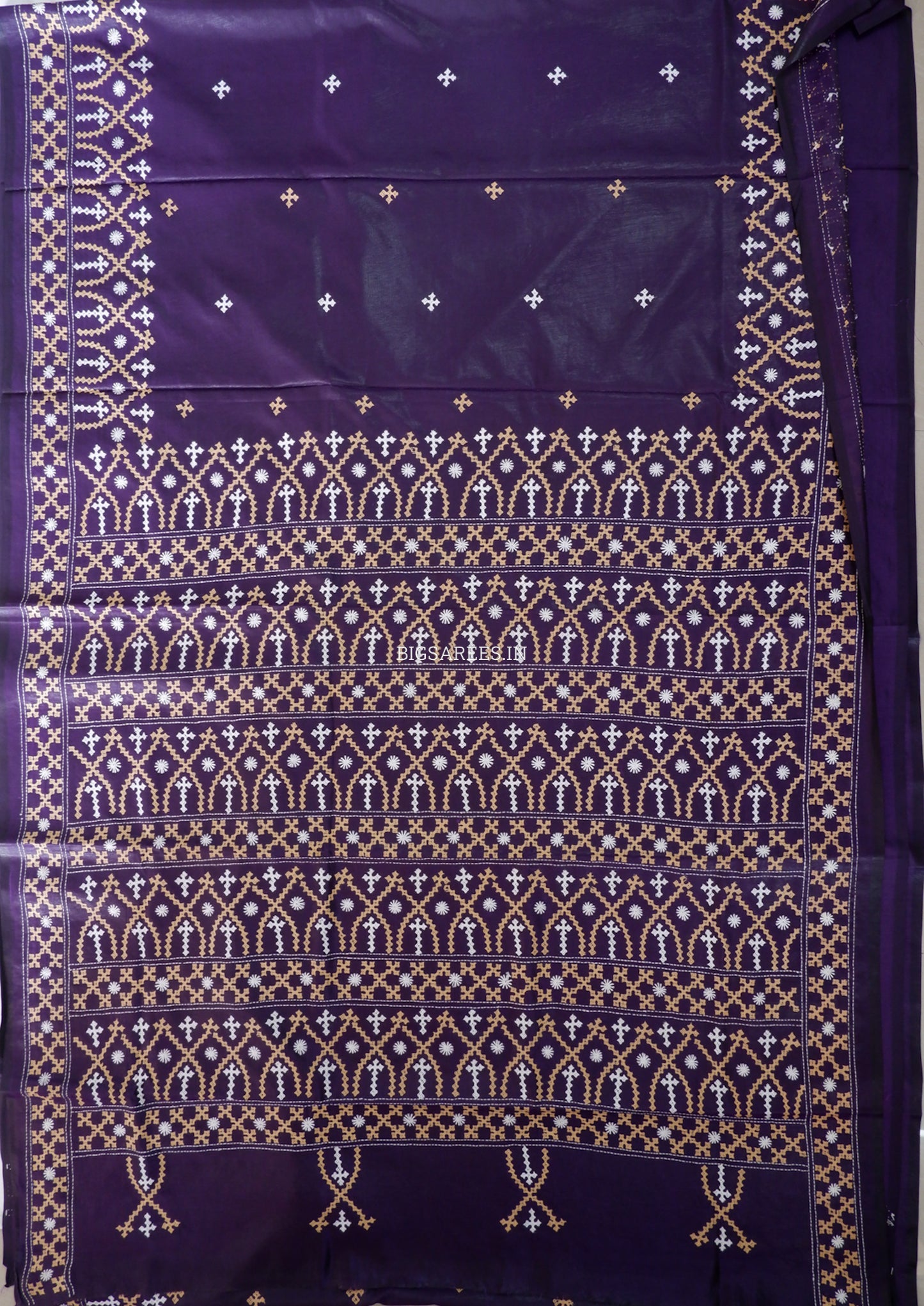 Kutchi/Gujarati Stitch Hand Embroidered Saree | Art Silk |Purple