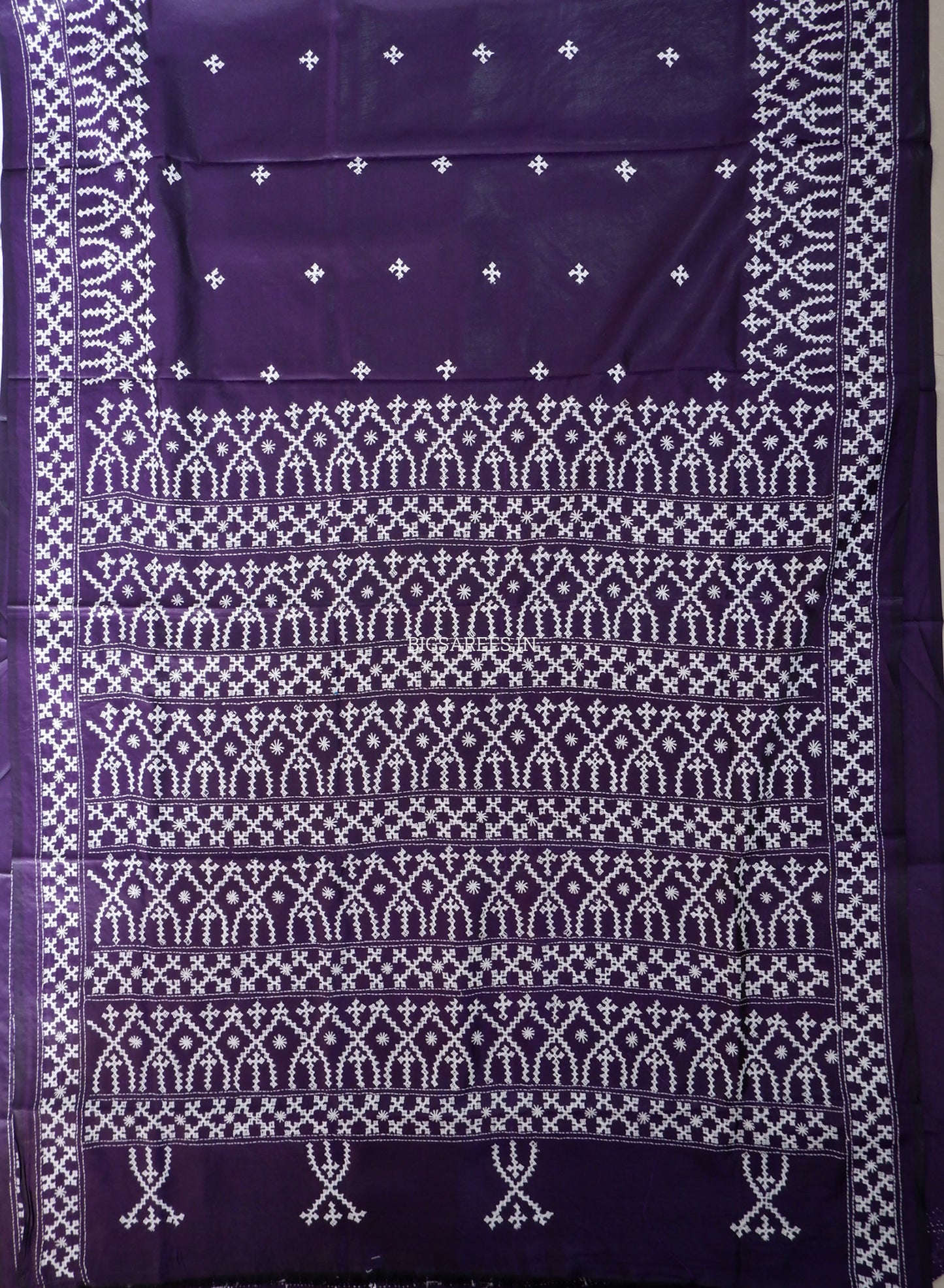Kutchi/Gujarati Stitch Hand Embroidered Saree | Art Silk | Real Mirror Work | Purple