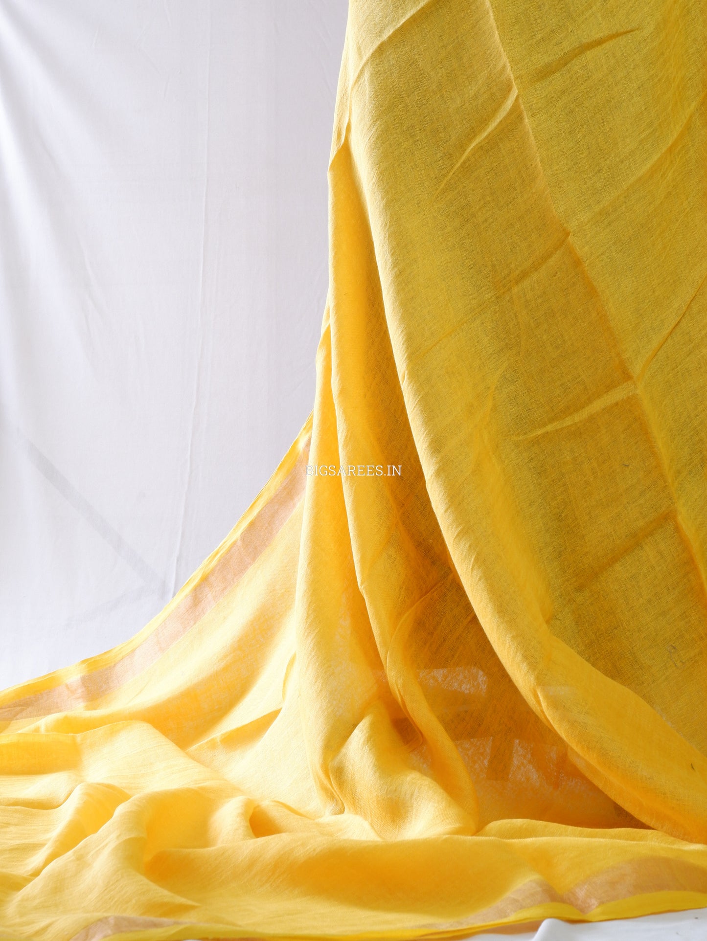 Pure Jayshree Linen Saree | Plain | Bright Yellow