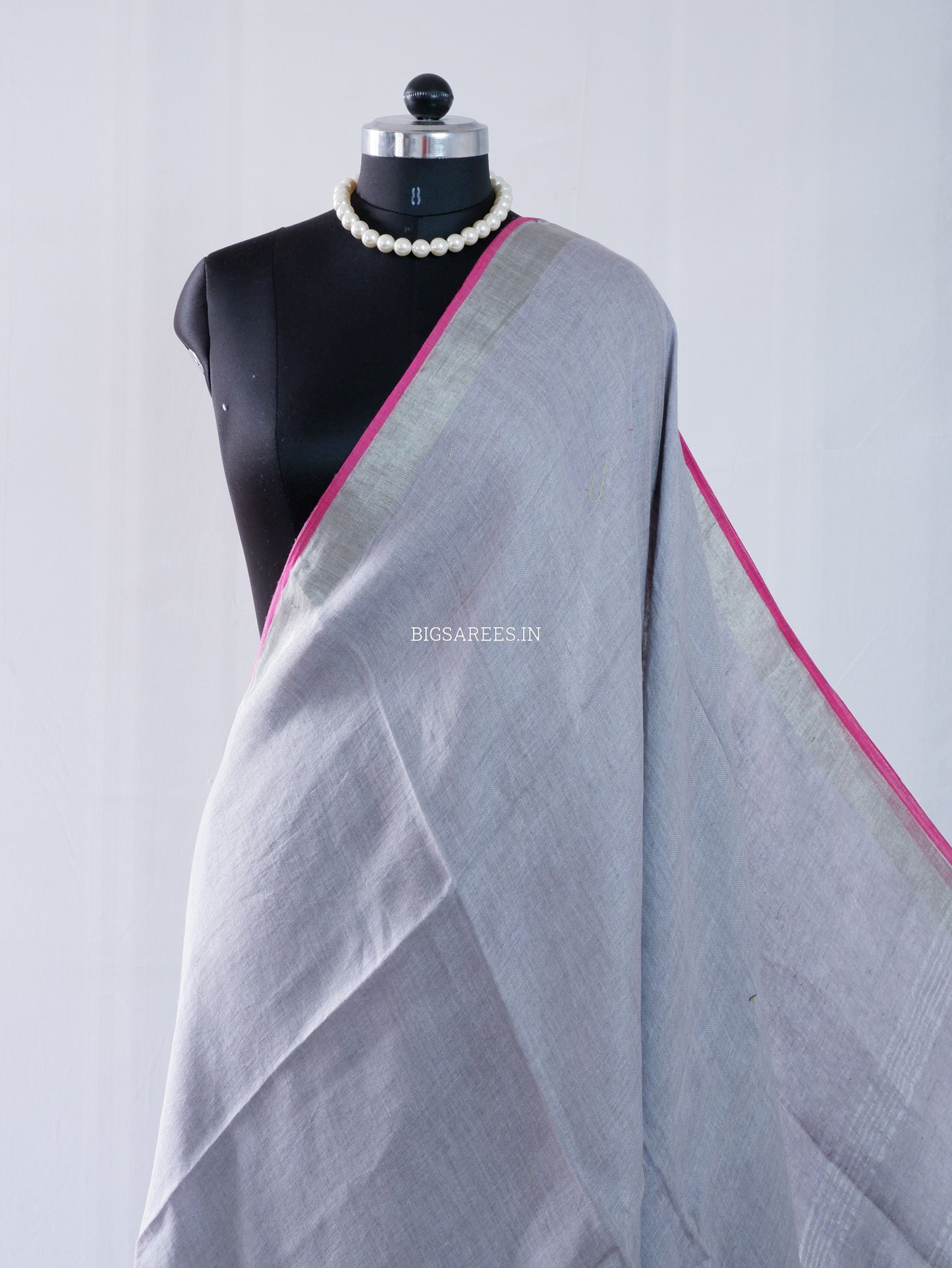 Pure Jayshree Linen Saree | Plain | Greyish Pink