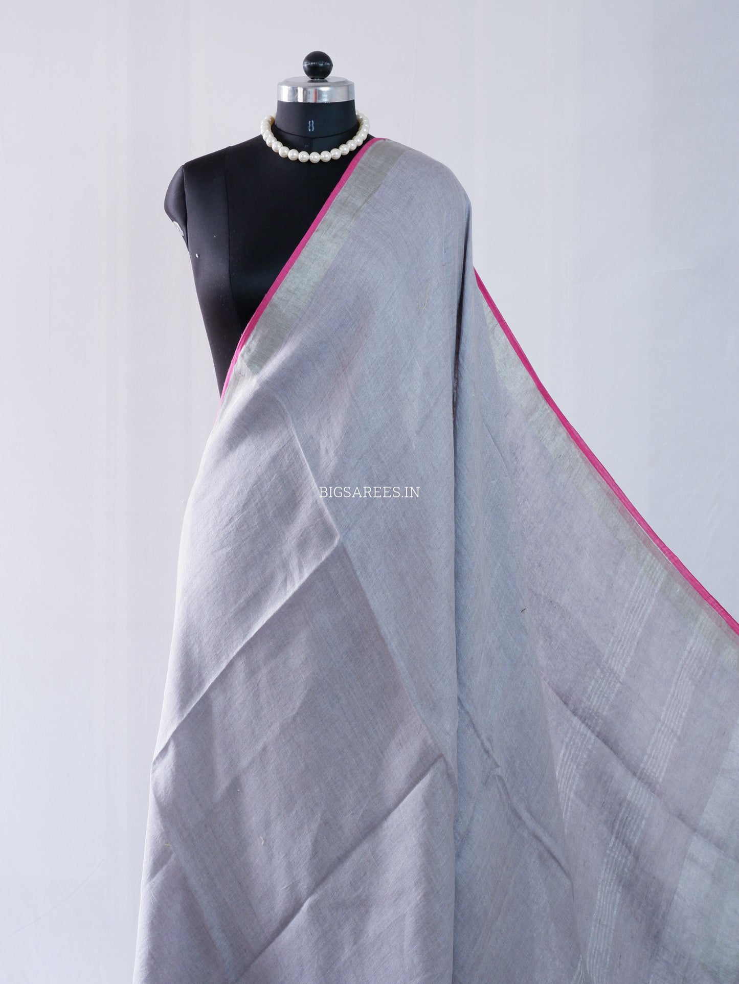 Pure Jayshree Linen Saree | Plain | Greyish Pink
