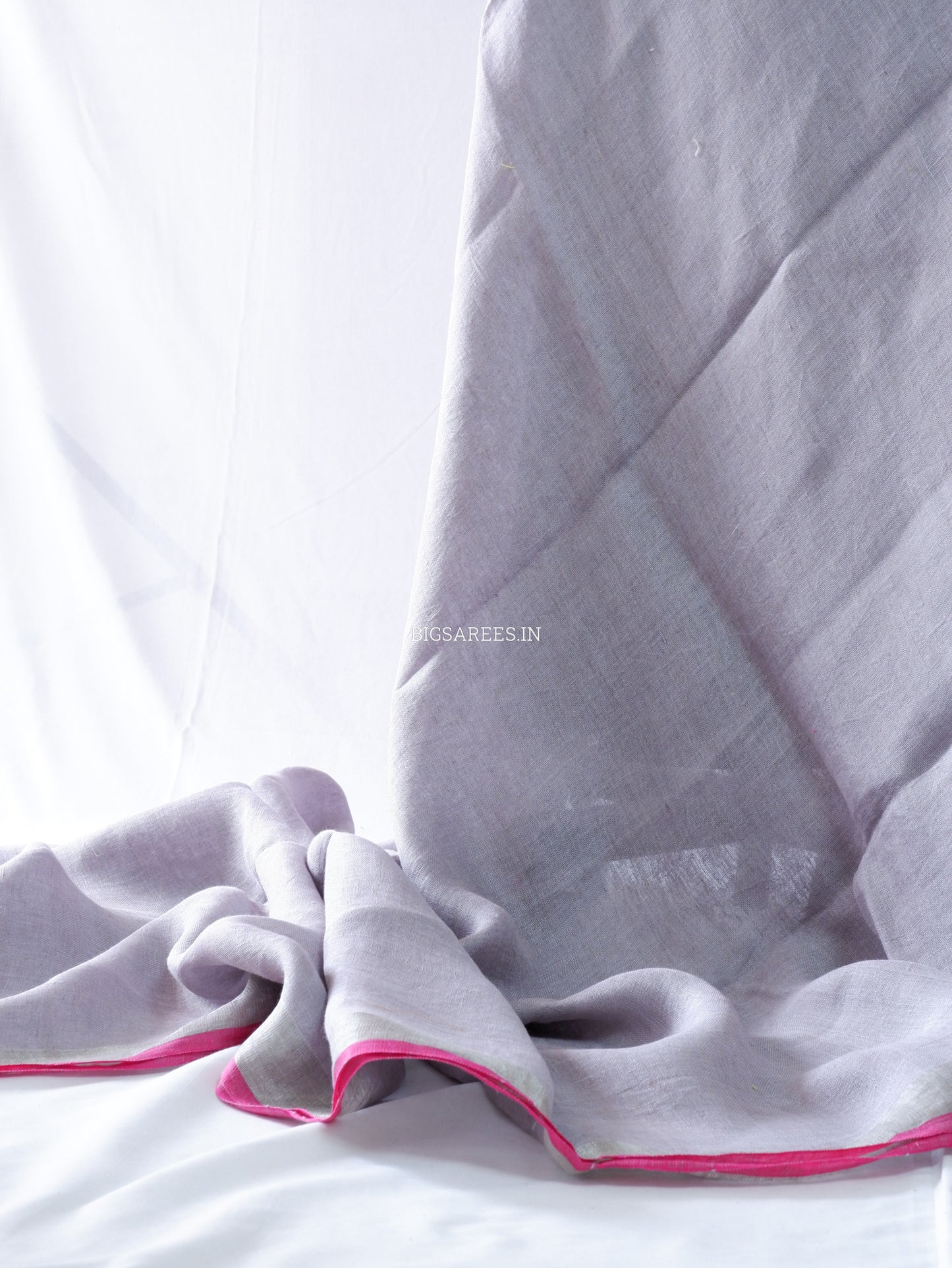 Pure Jayshree Linen Saree | Plain | Greyish Pink