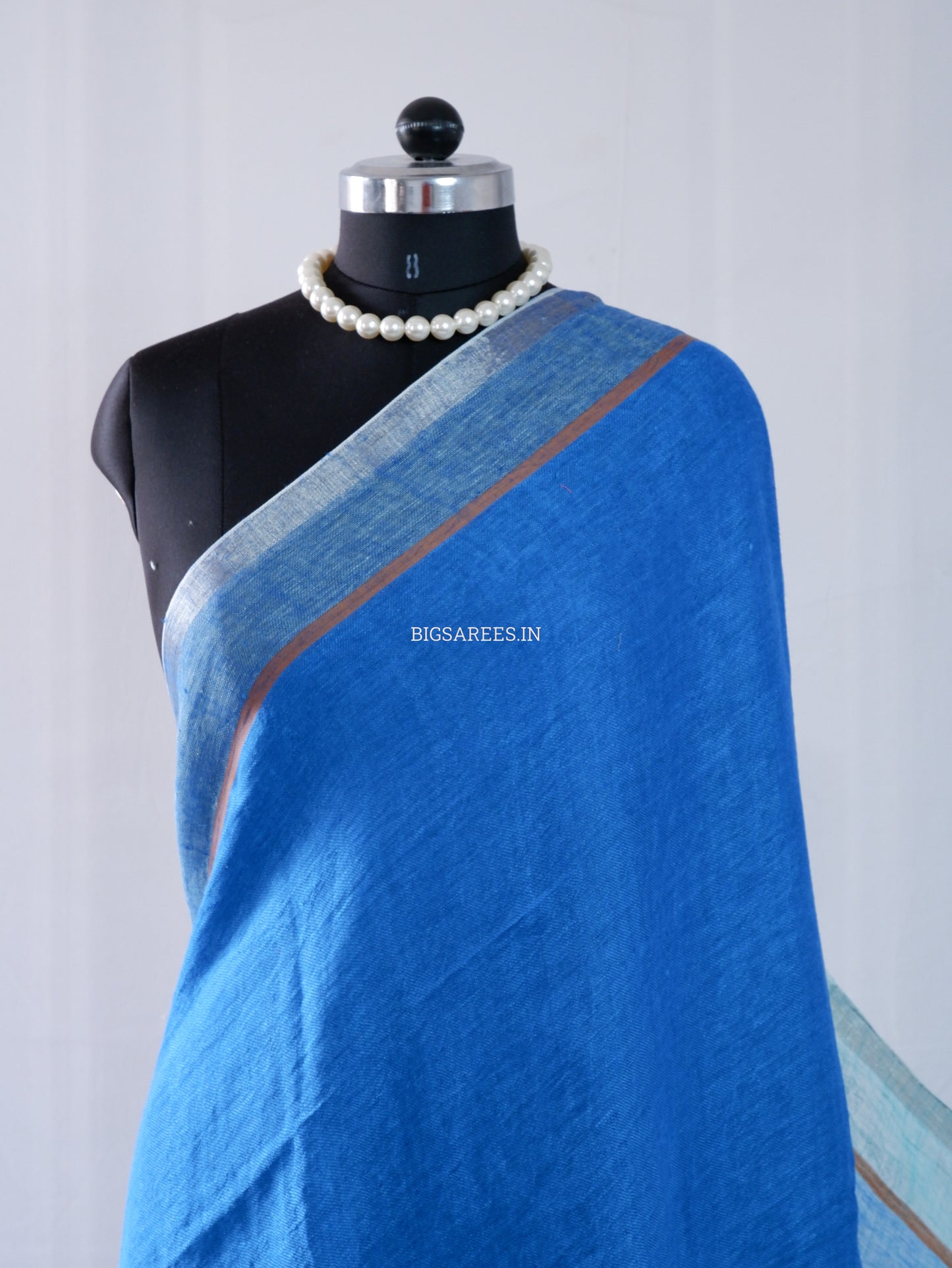 Pure Jayshree Linen Saree | Plain | Blue