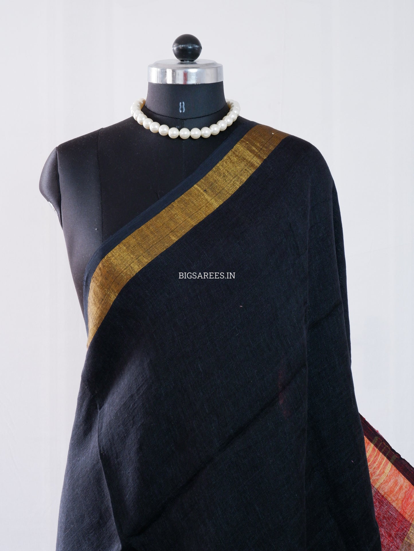 Pure Jayshree Linen Saree | Plain | Black