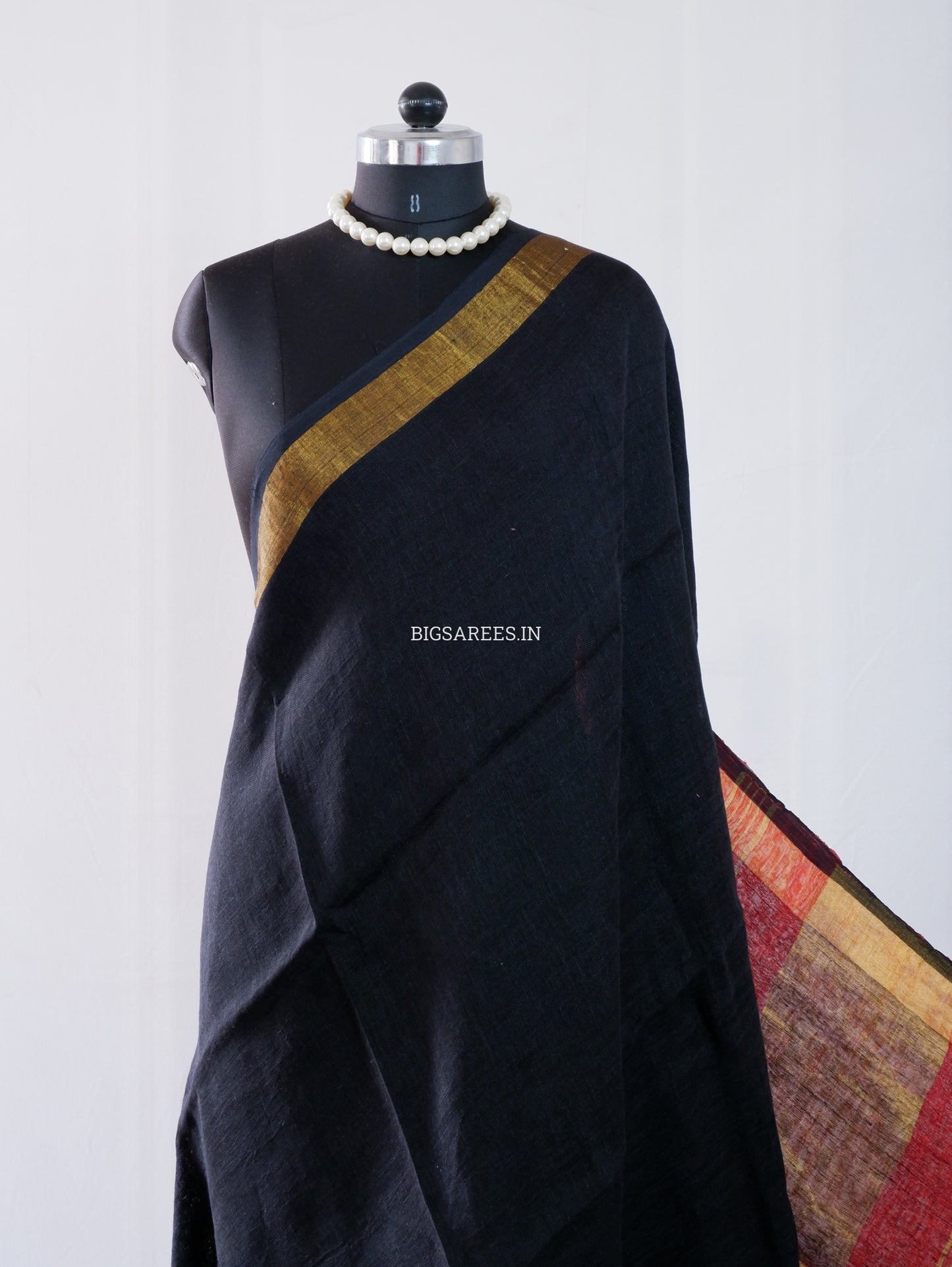 Pure Jayshree Linen Saree | Plain | Black