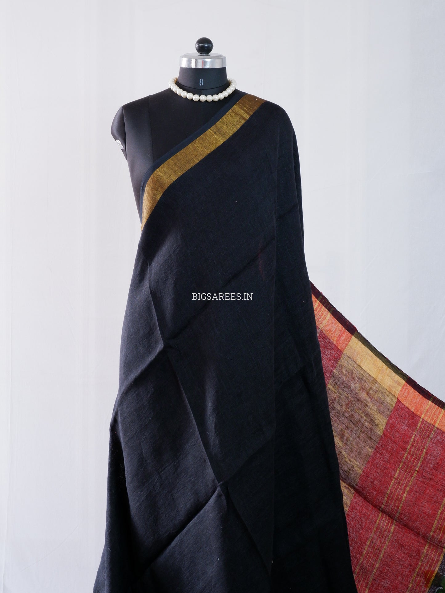 Pure Jayshree Linen Saree | Plain | Black