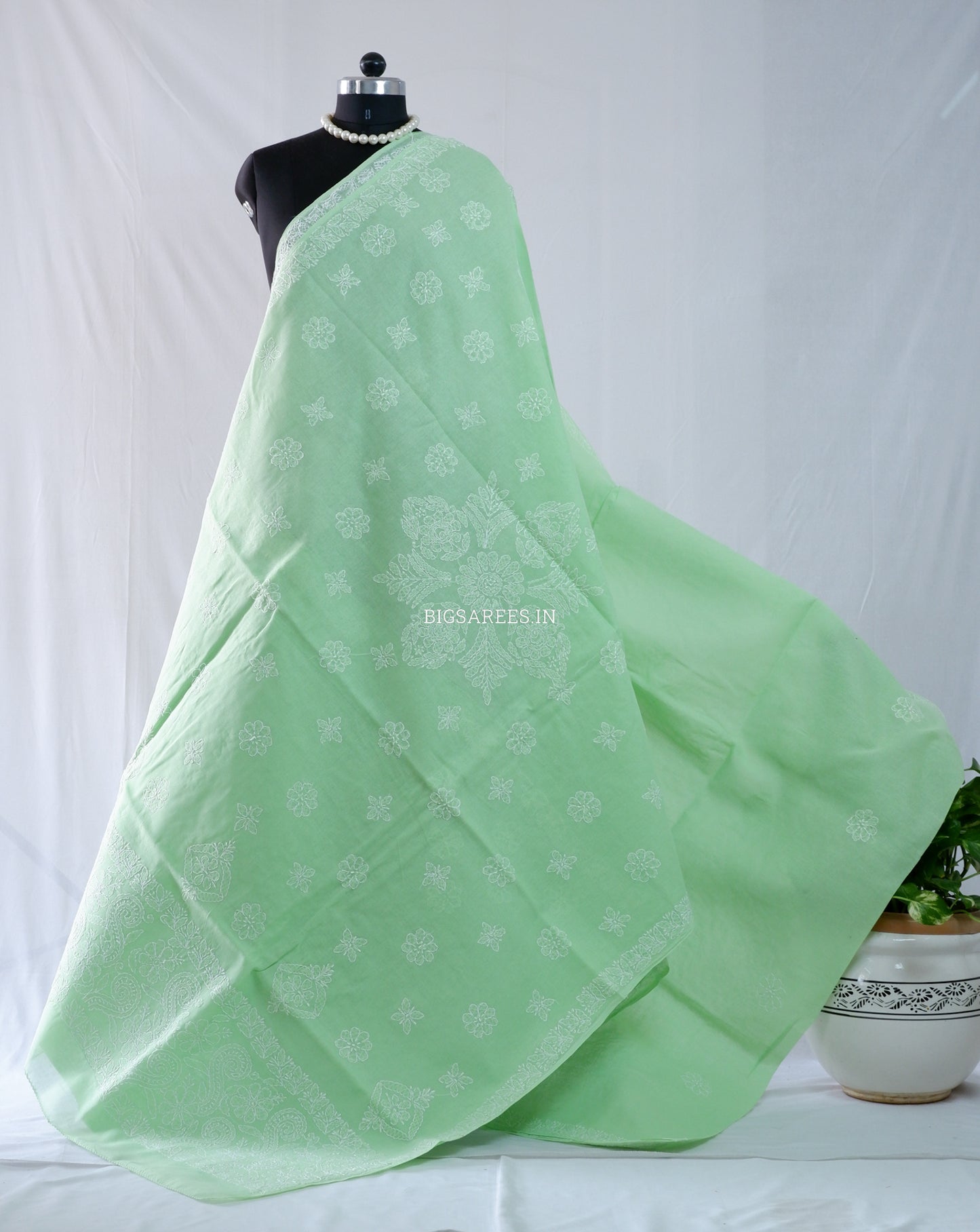 Chikankari Hand-Embroidered Saree | Heavy Work | Cotton