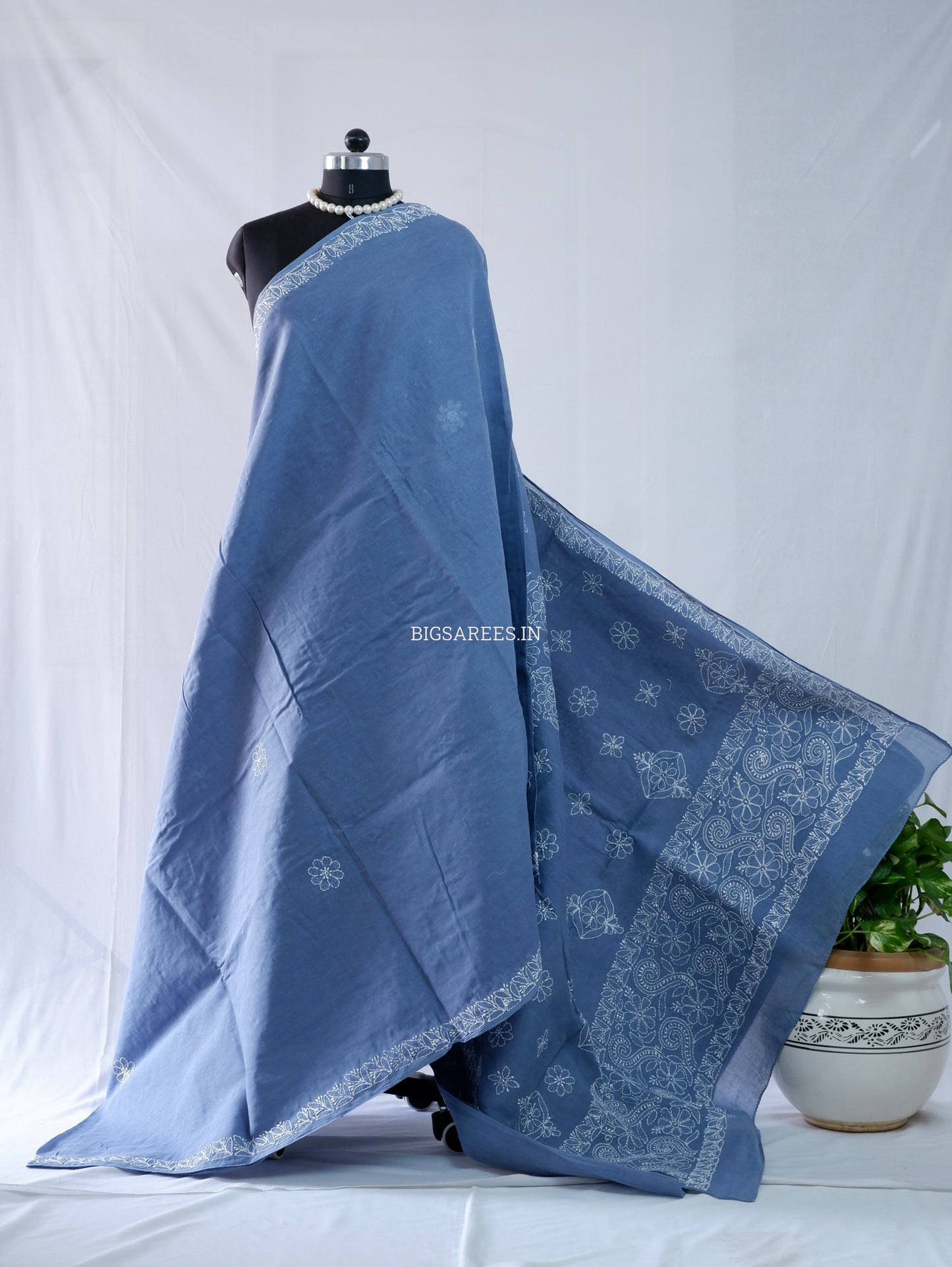 Chikankari Hand-Embroidered Saree | Heavy Work | Cotton