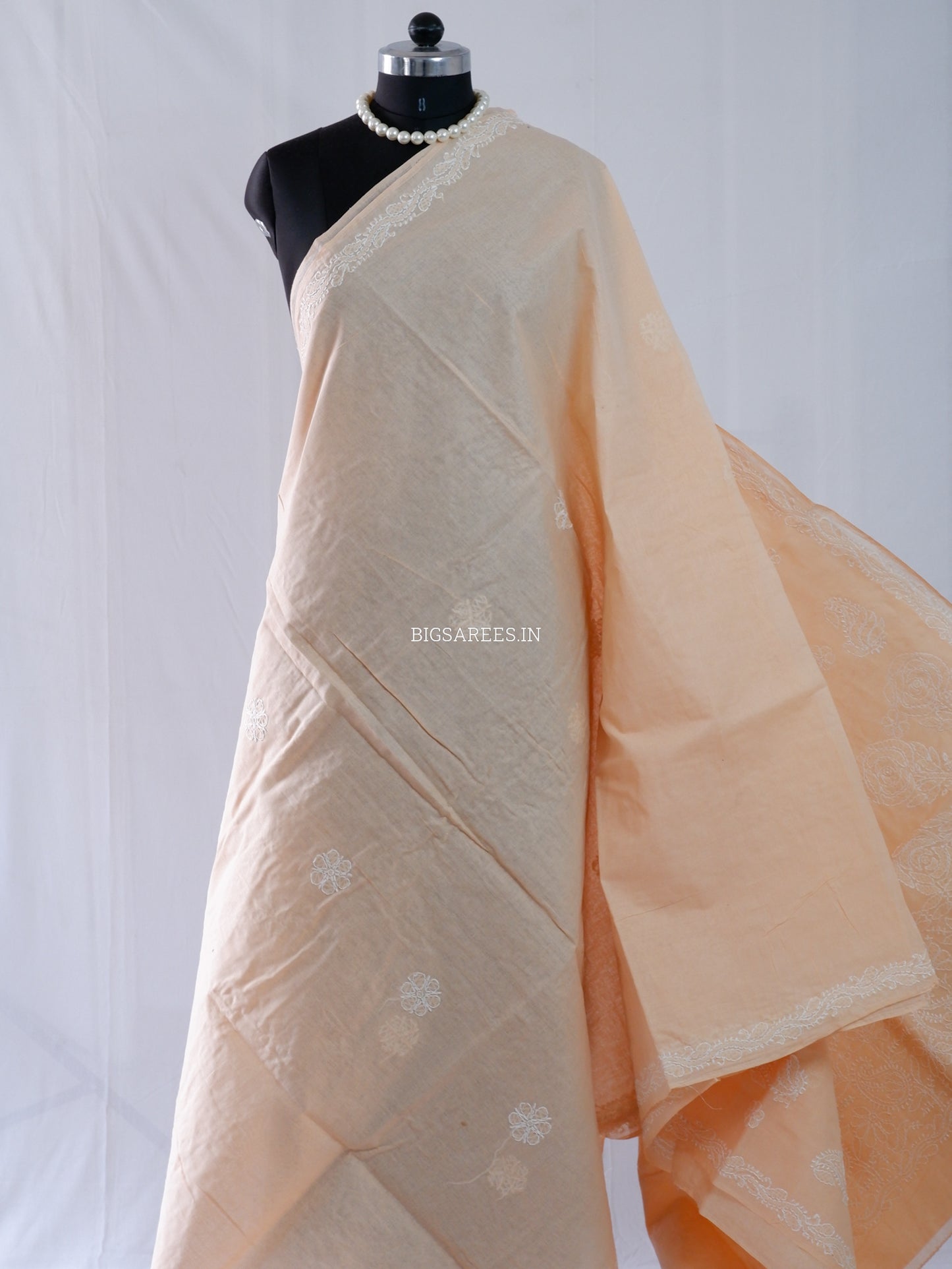 Chikankari Hand-Embroidered Saree | Heavy Work | Cotton