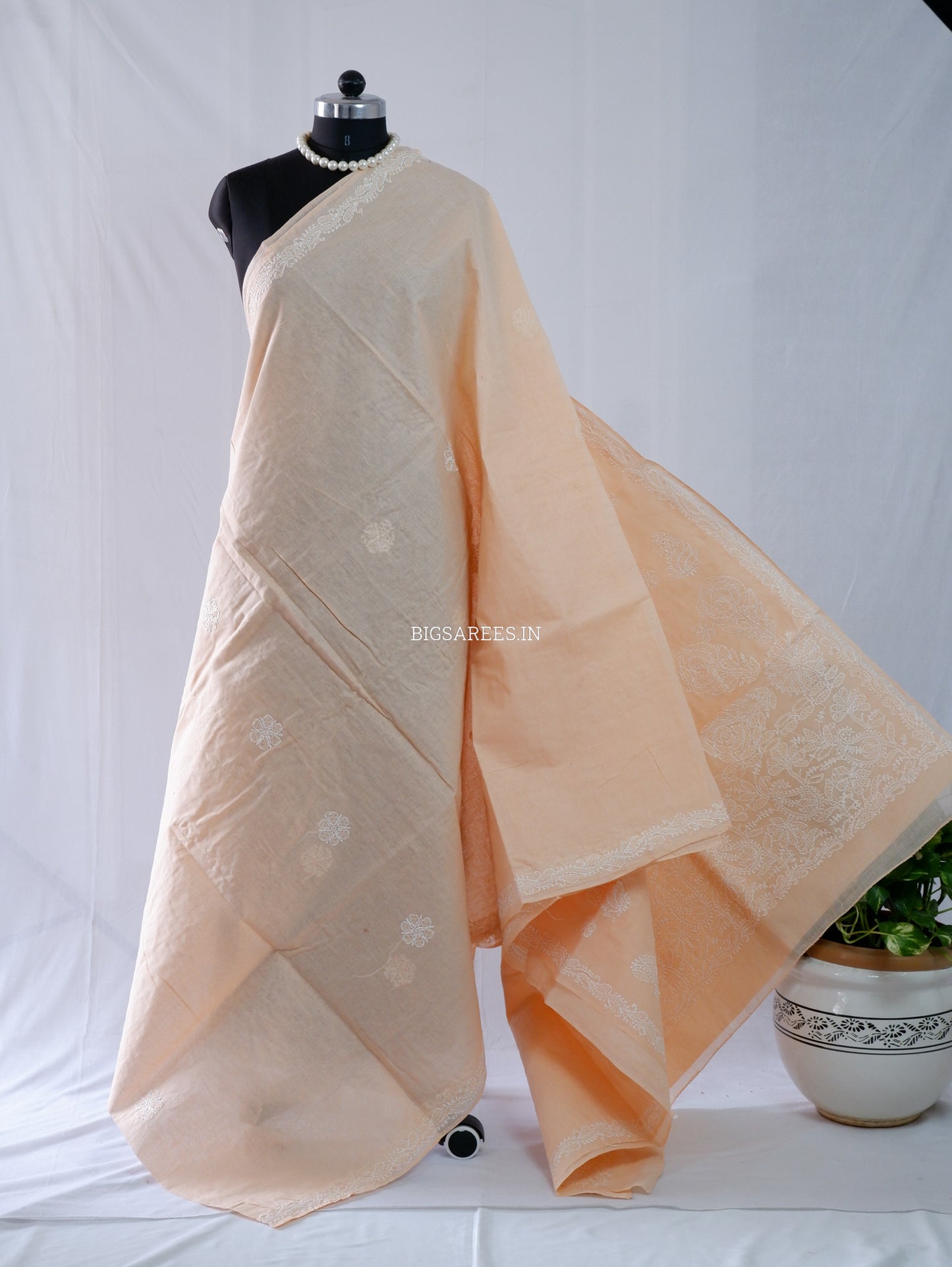 Chikankari Hand-Embroidered Saree | Heavy Work | Cotton
