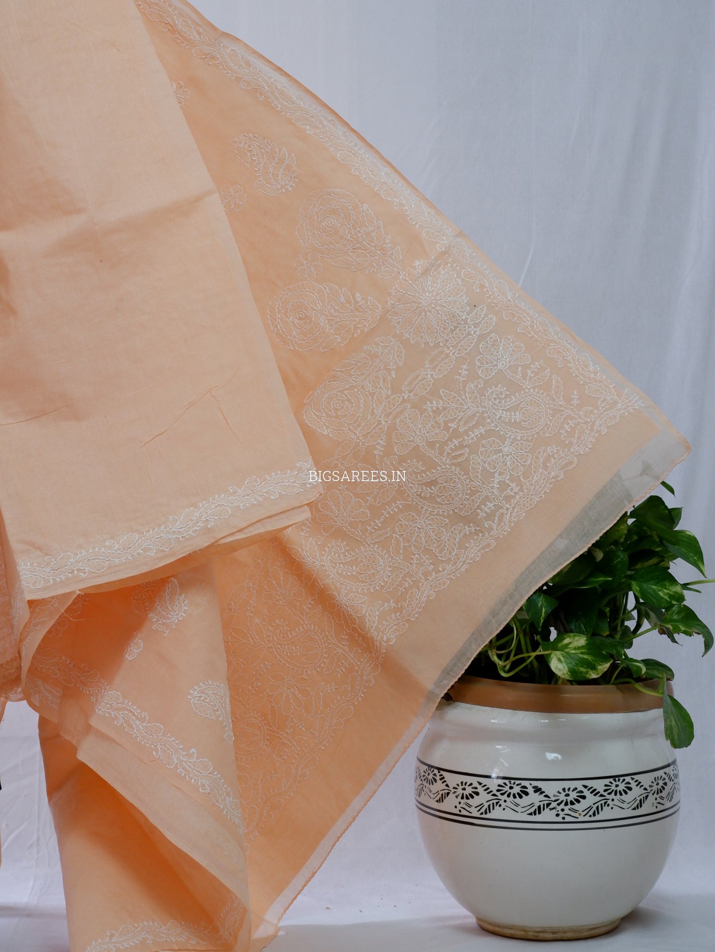 Chikankari Hand-Embroidered Saree | Heavy Work | Cotton
