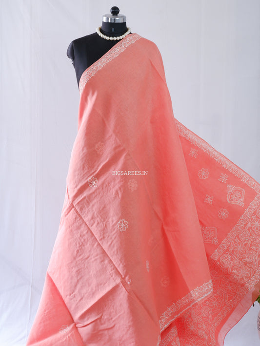 Chikankari Hand-Embroidered Saree | Heavy Work | Cotton