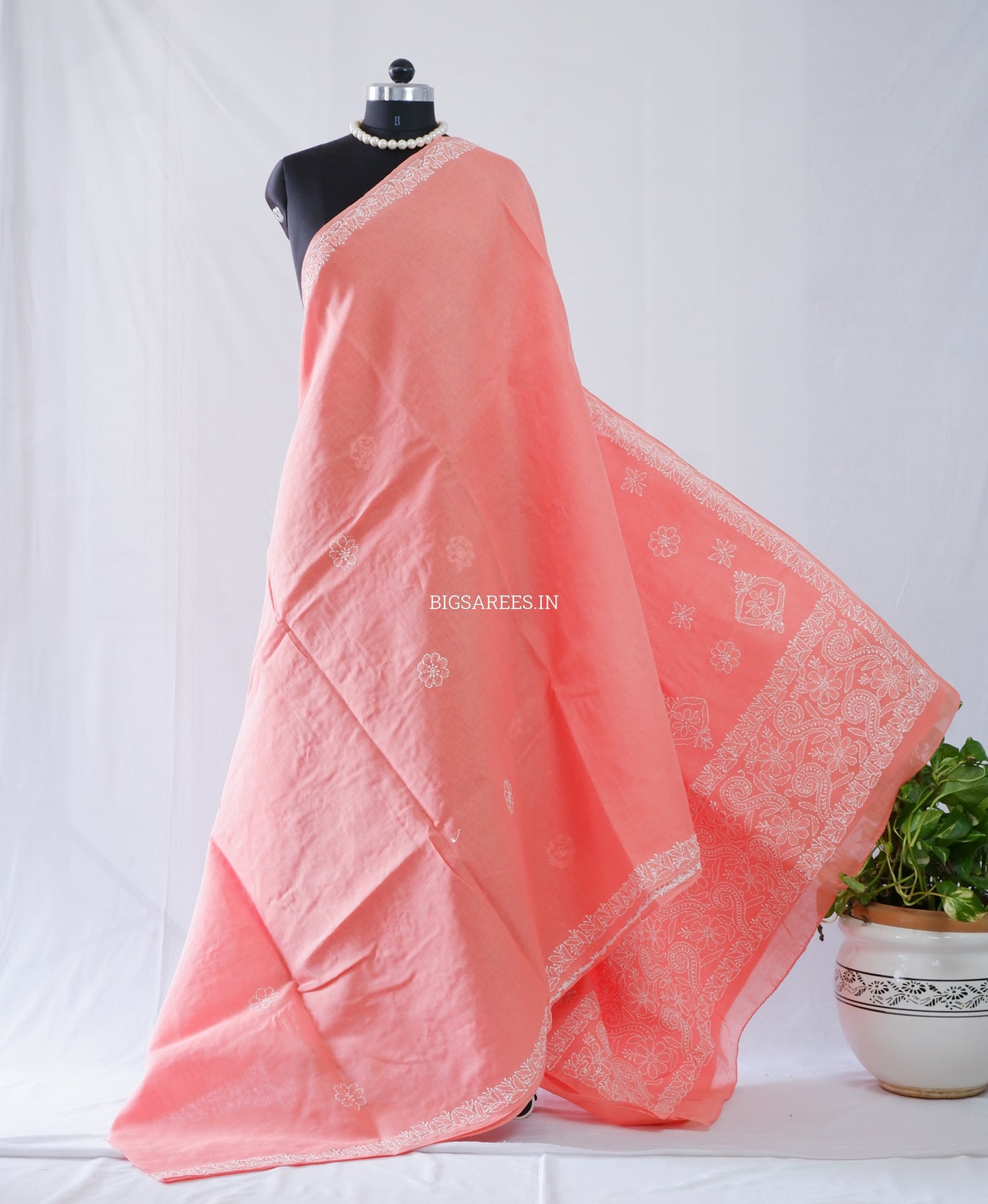 Chikankari Hand-Embroidered Saree | Heavy Work | Cotton
