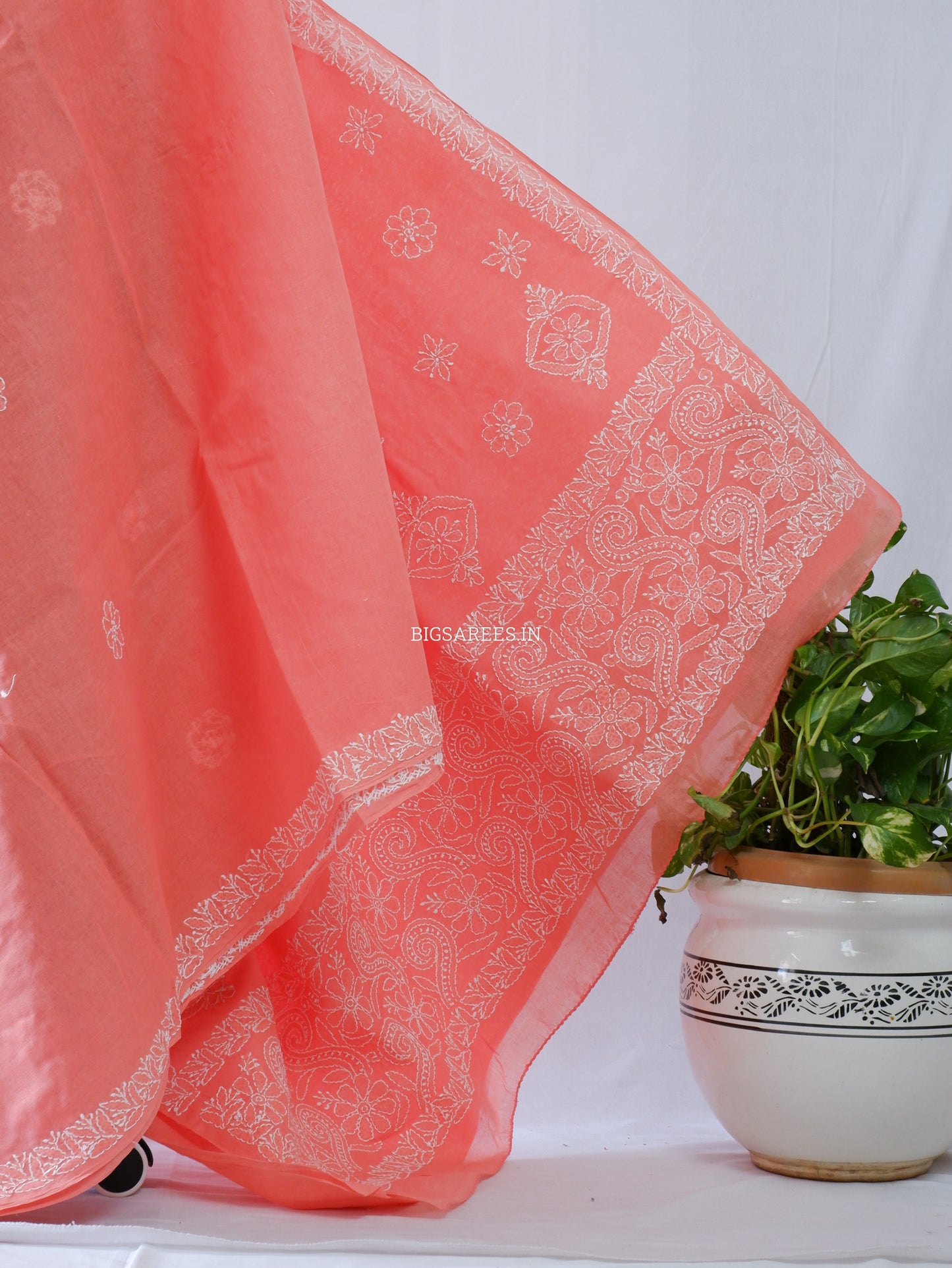 Chikankari Hand-Embroidered Saree | Heavy Work | Cotton