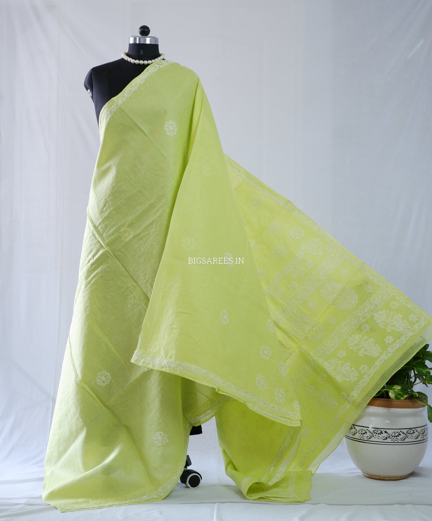 Chikankari Hand-Embroidered Saree | Heavy Work | Cotton