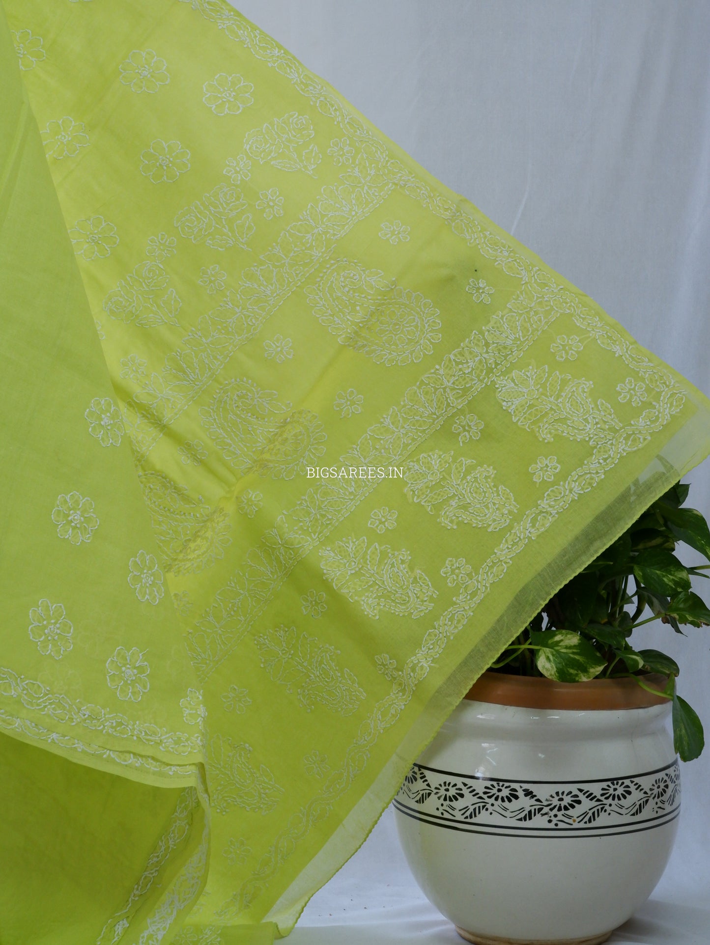 Chikankari Hand-Embroidered Saree | Heavy Work | Cotton