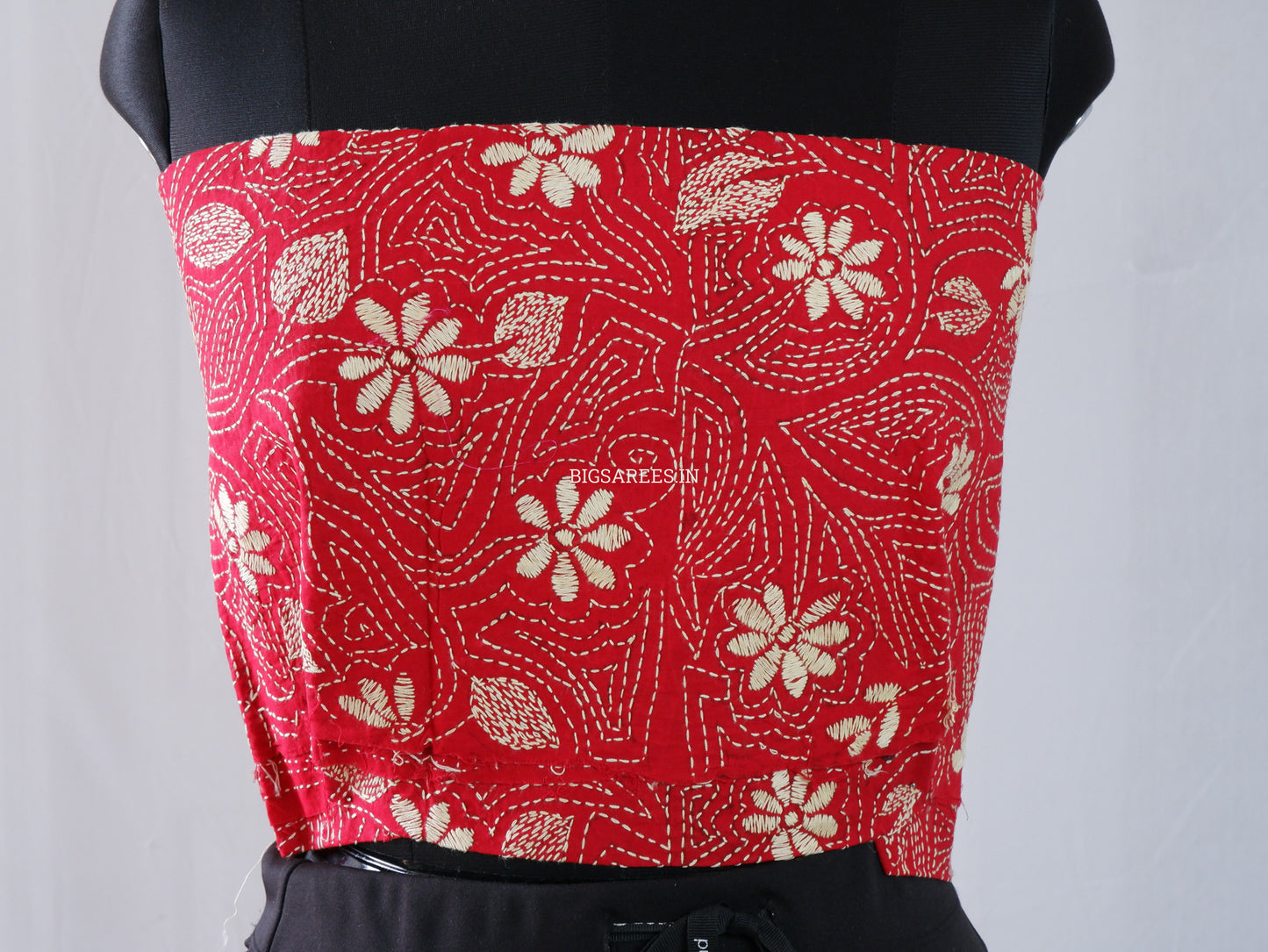 Kantha Stitch Semi Tussar with Blouse | Hand-Embroidered | Off White