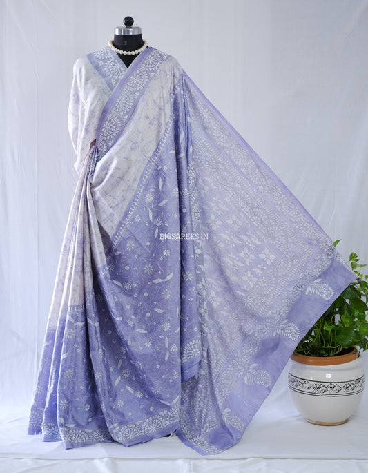 Kantha - Stitch Hand Embroidered Saree | Blended Bangalore Silk / Art Silk