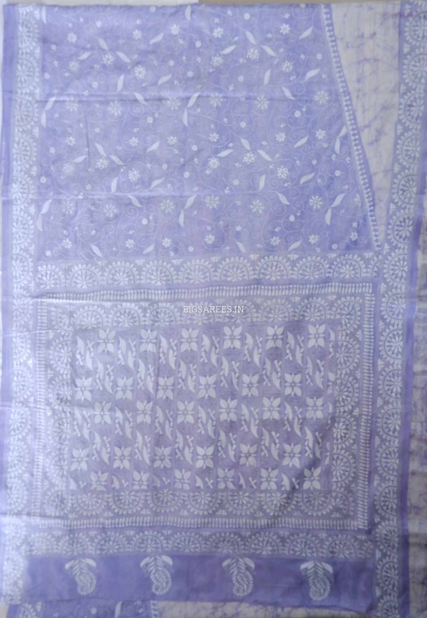 Kantha - Stitch Hand Embroidered Saree | Blended Bangalore Silk / Art Silk