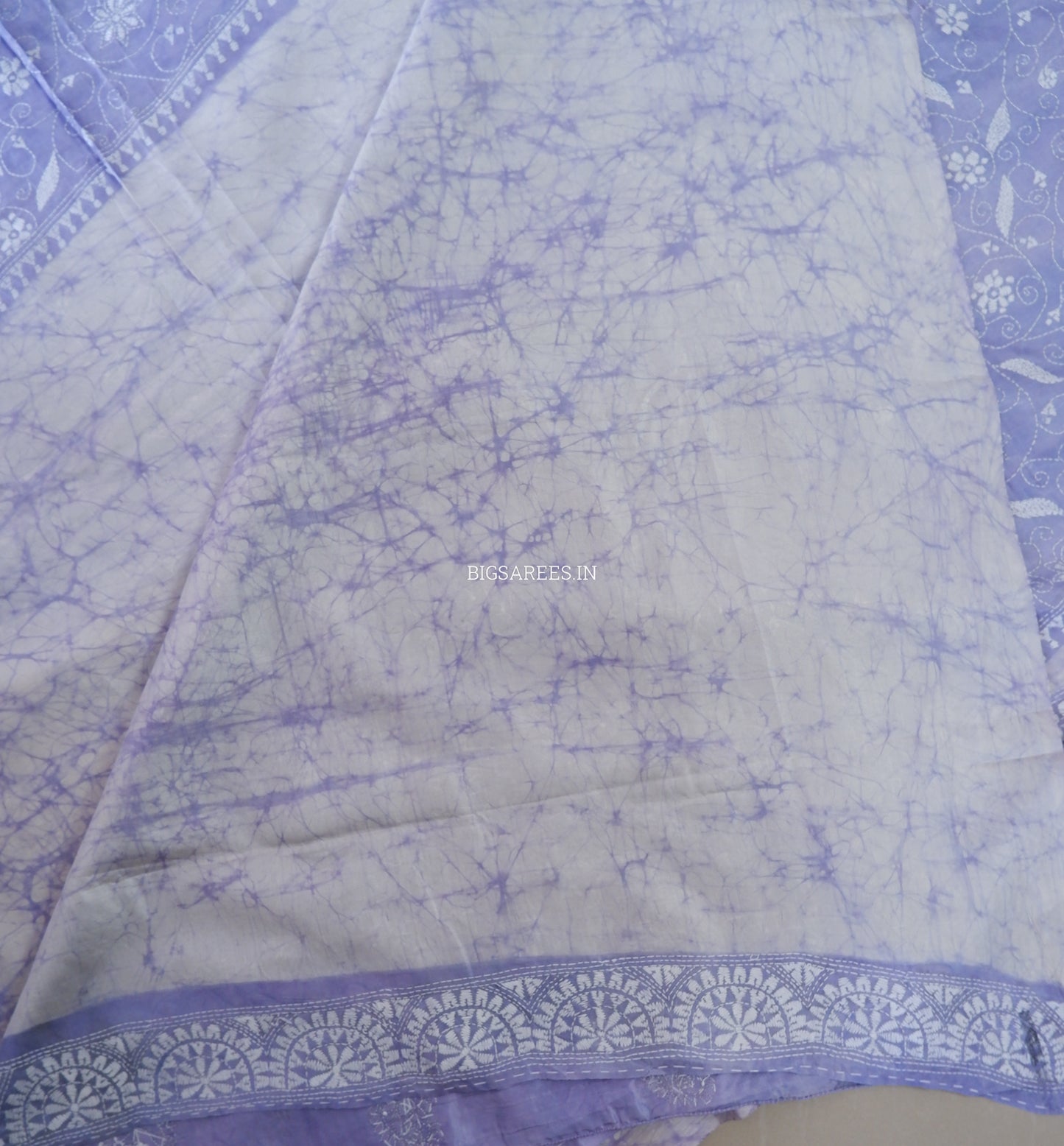 Kantha - Stitch Hand Embroidered Saree | Blended Bangalore Silk / Art Silk