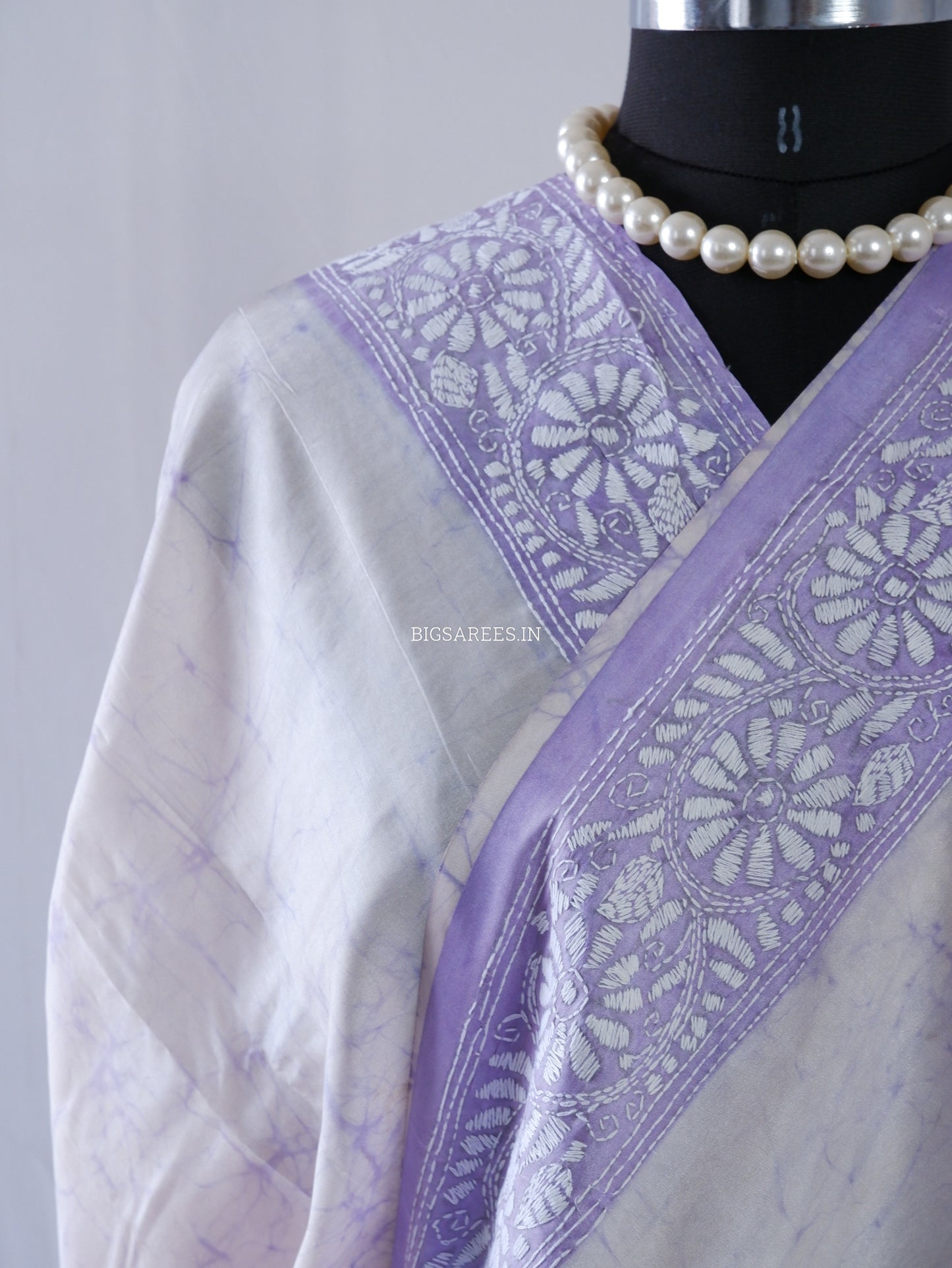 Kantha - Stitch Hand Embroidered Saree | Blended Bangalore Silk / Art Silk