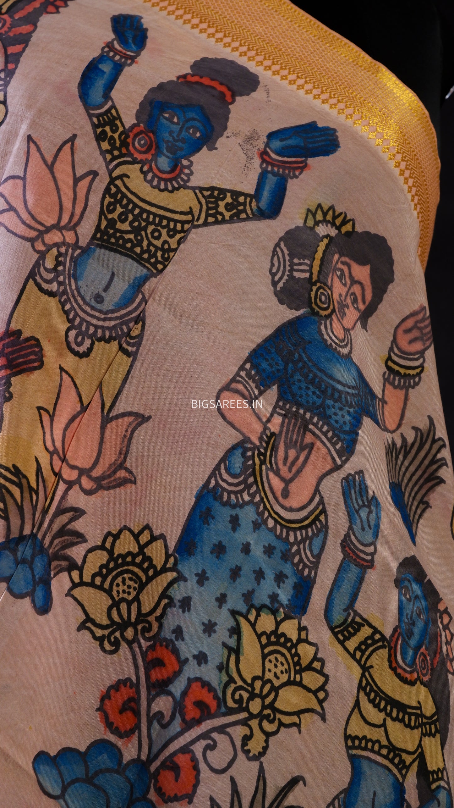 Pen Kalamkari Hand Painted Bangalore Silk Dupatta/Neutral Dark Pink/36"