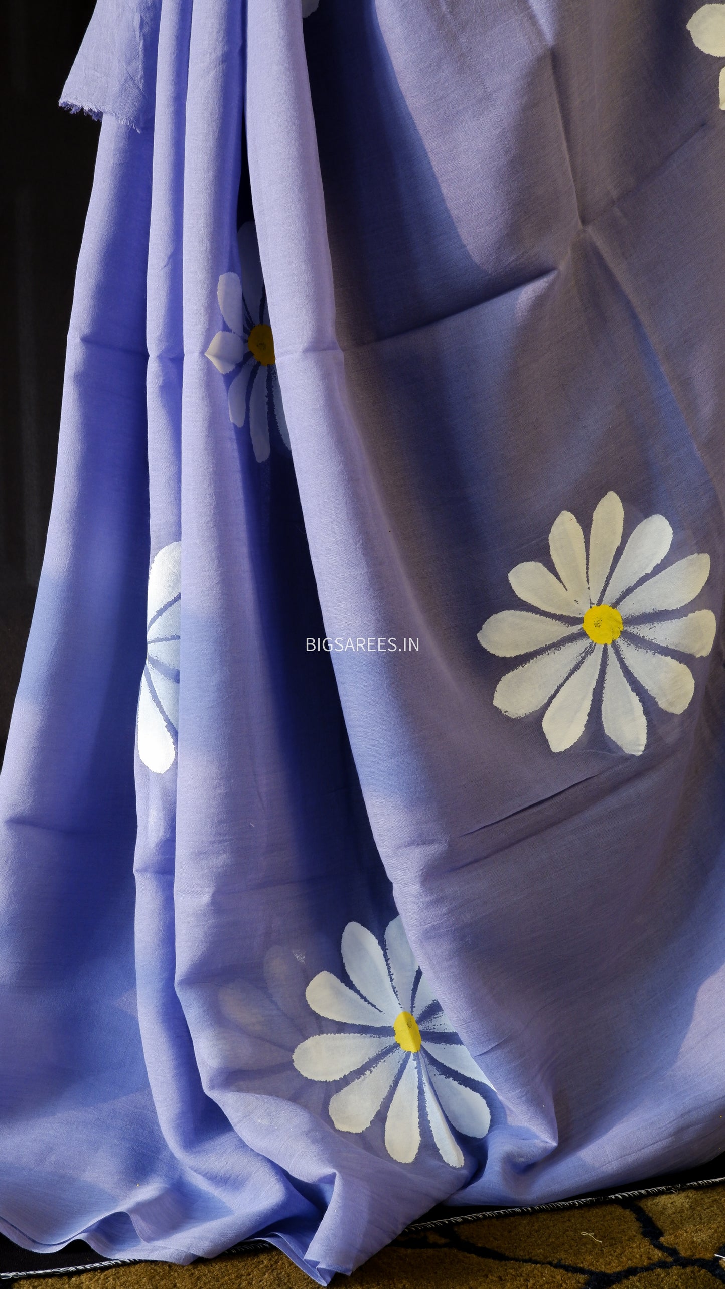 Hand Painted Mul Cotton Saree with Blouse | Purple