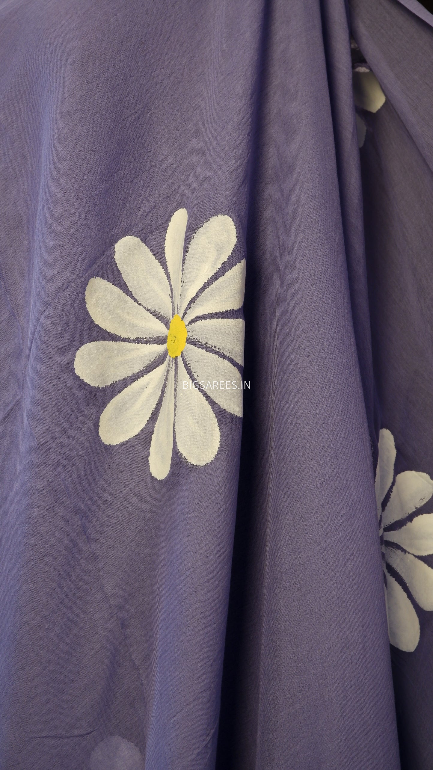 Hand Painted Mul Cotton Saree with Blouse | Purple