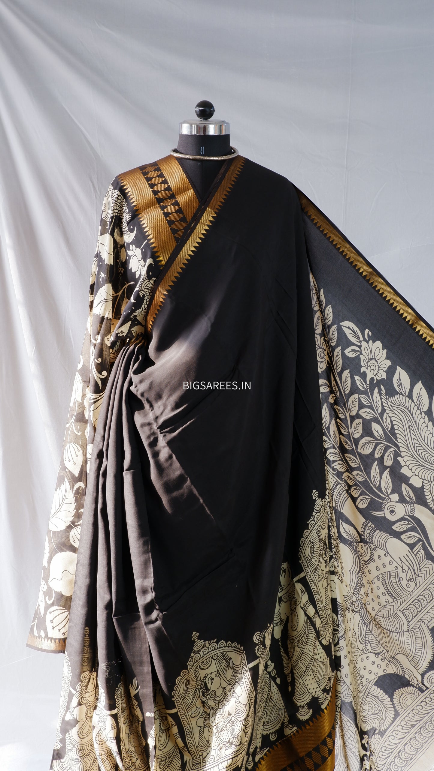 Hand-Painted Kalamkari Saree in Pure Bangalore Silk