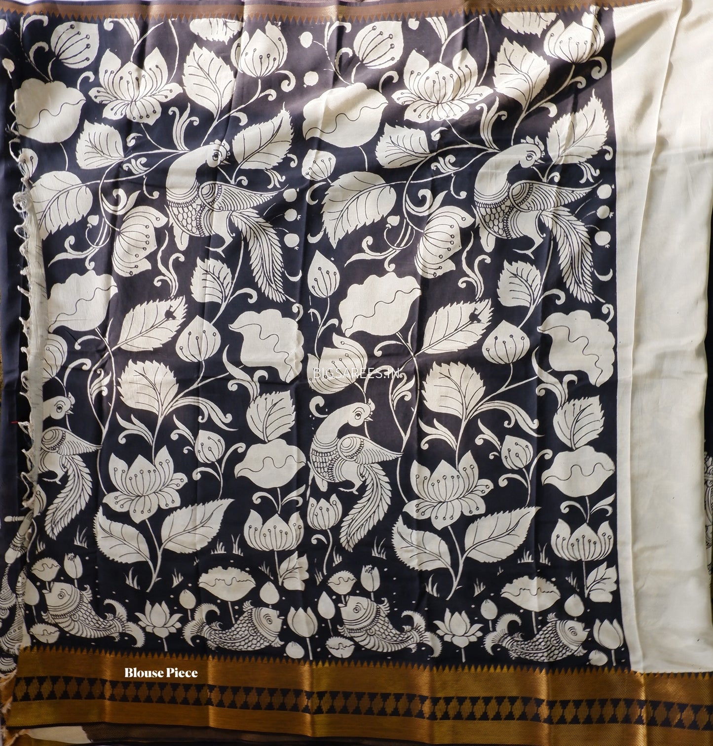 Hand-Painted Kalamkari Saree in Pure Bangalore Silk