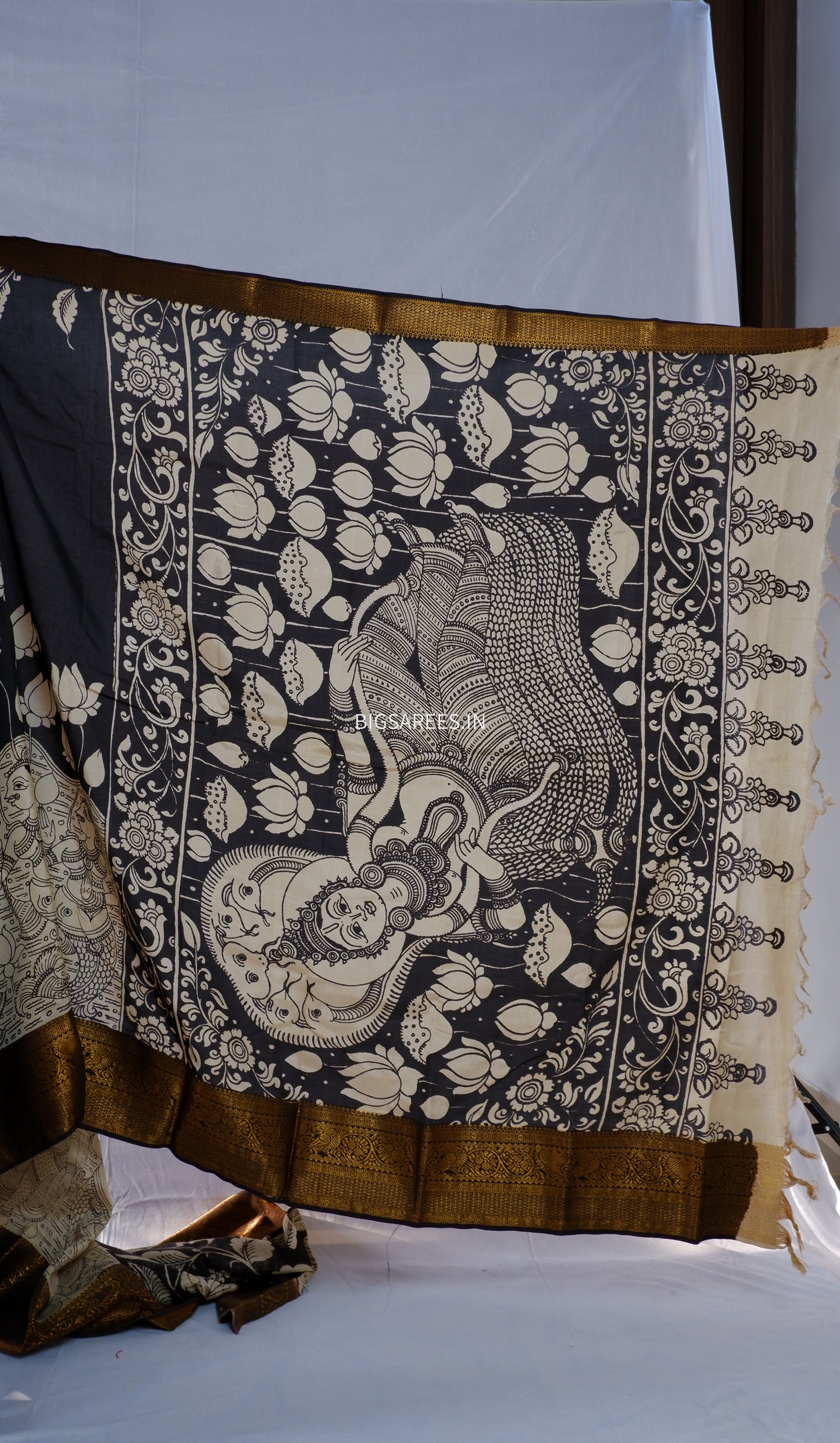 Hand-Painted Kalamkari Saree in Pure Bangalore Silk