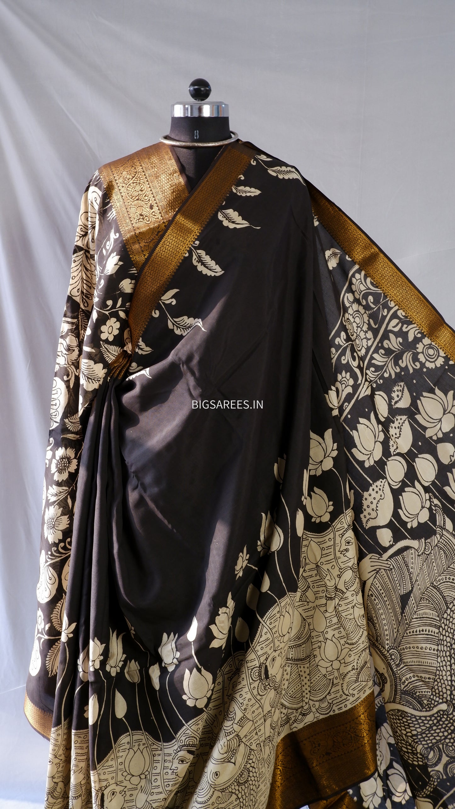 Hand-Painted Kalamkari Saree in Pure Bangalore Silk