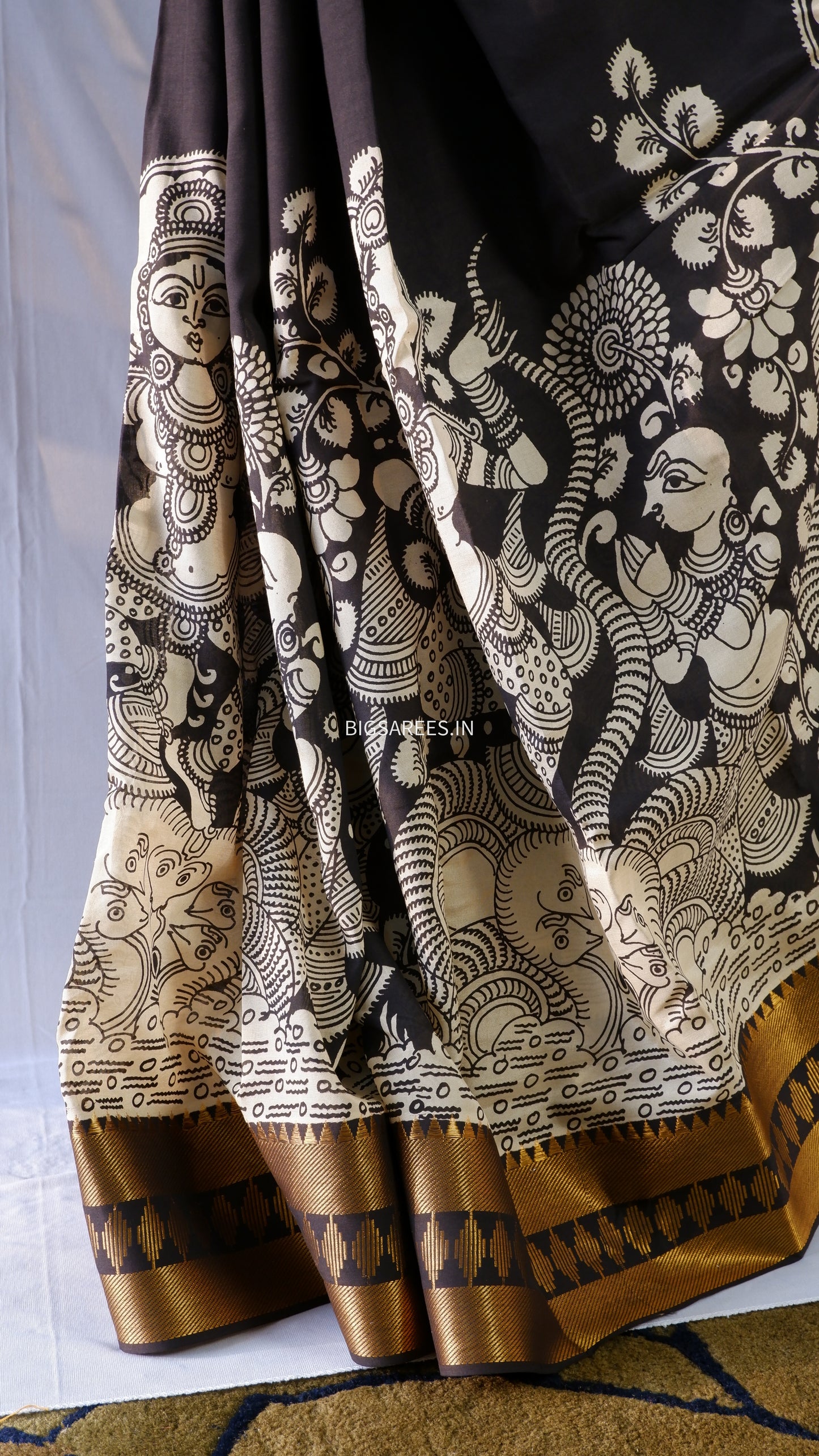 Hand-Painted Kalamkari Saree in Pure Bangalore Silk
