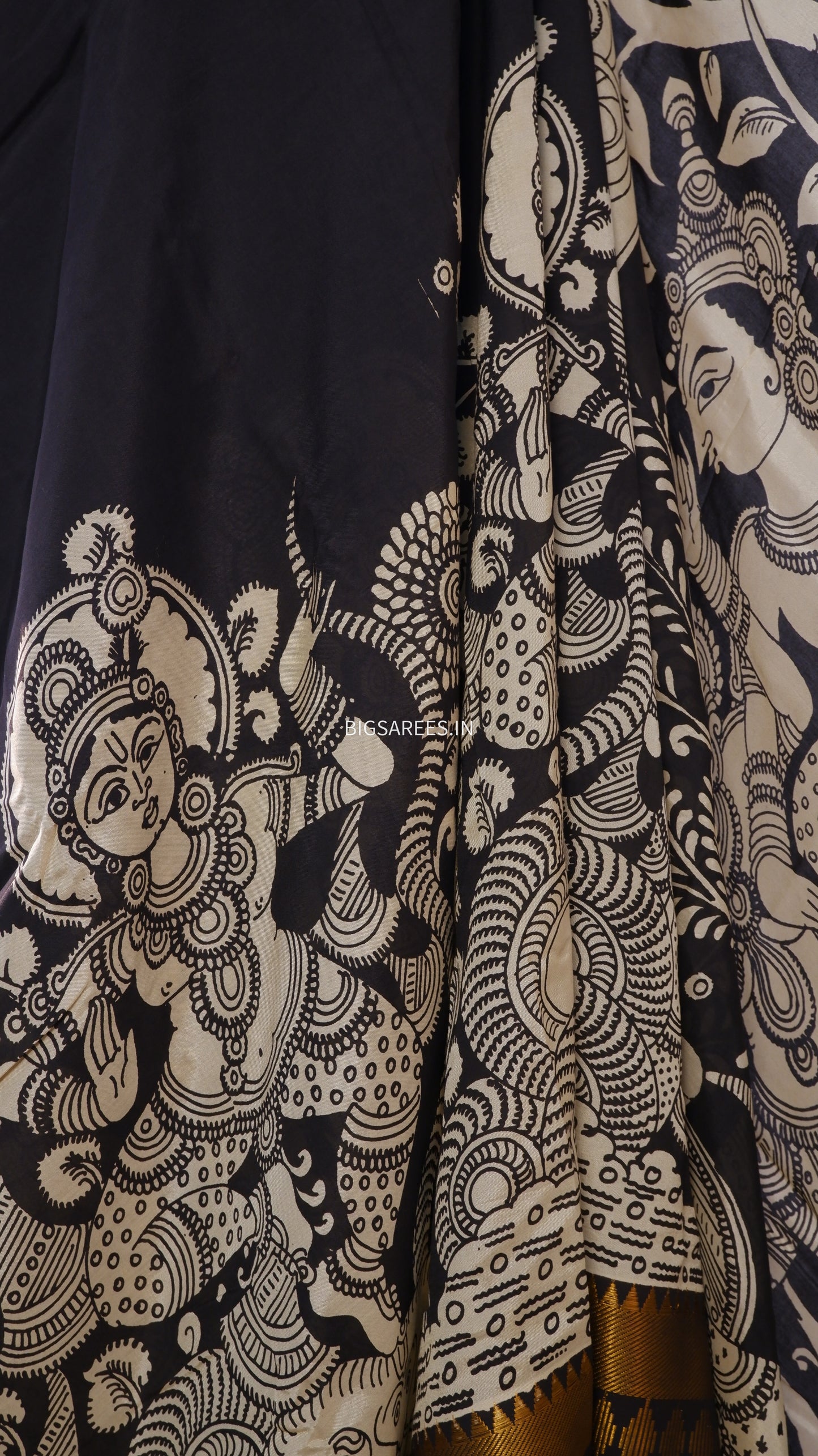 Hand-Painted Kalamkari Saree in Pure Bangalore Silk