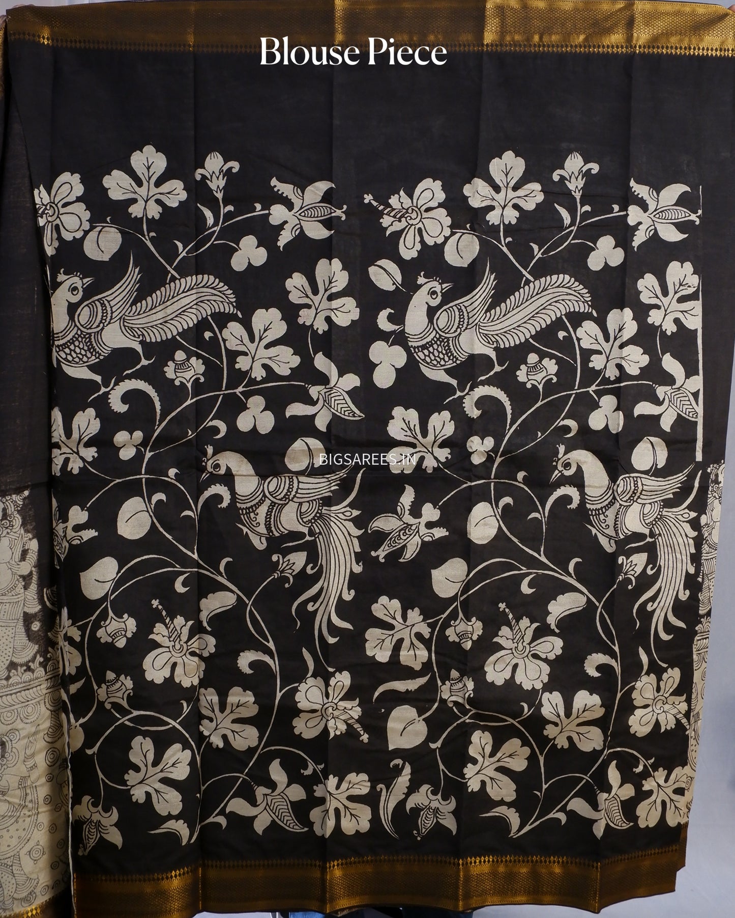 Hand-Painted Pen Kalamkari Saree in Pure Mangalgiri Silk