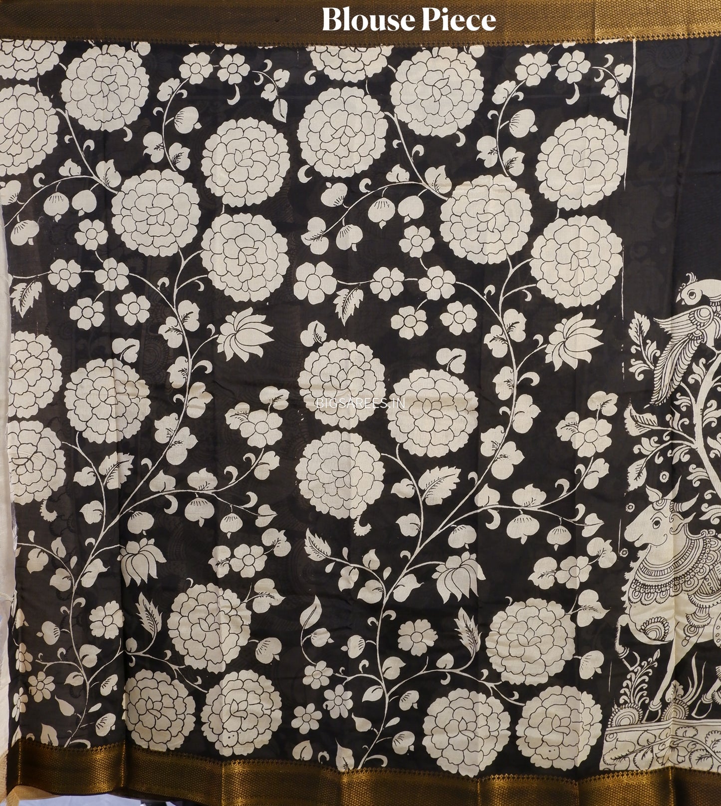 Hand-Painted Pen Kalamkari Saree in Pure Mangalgiri Silk