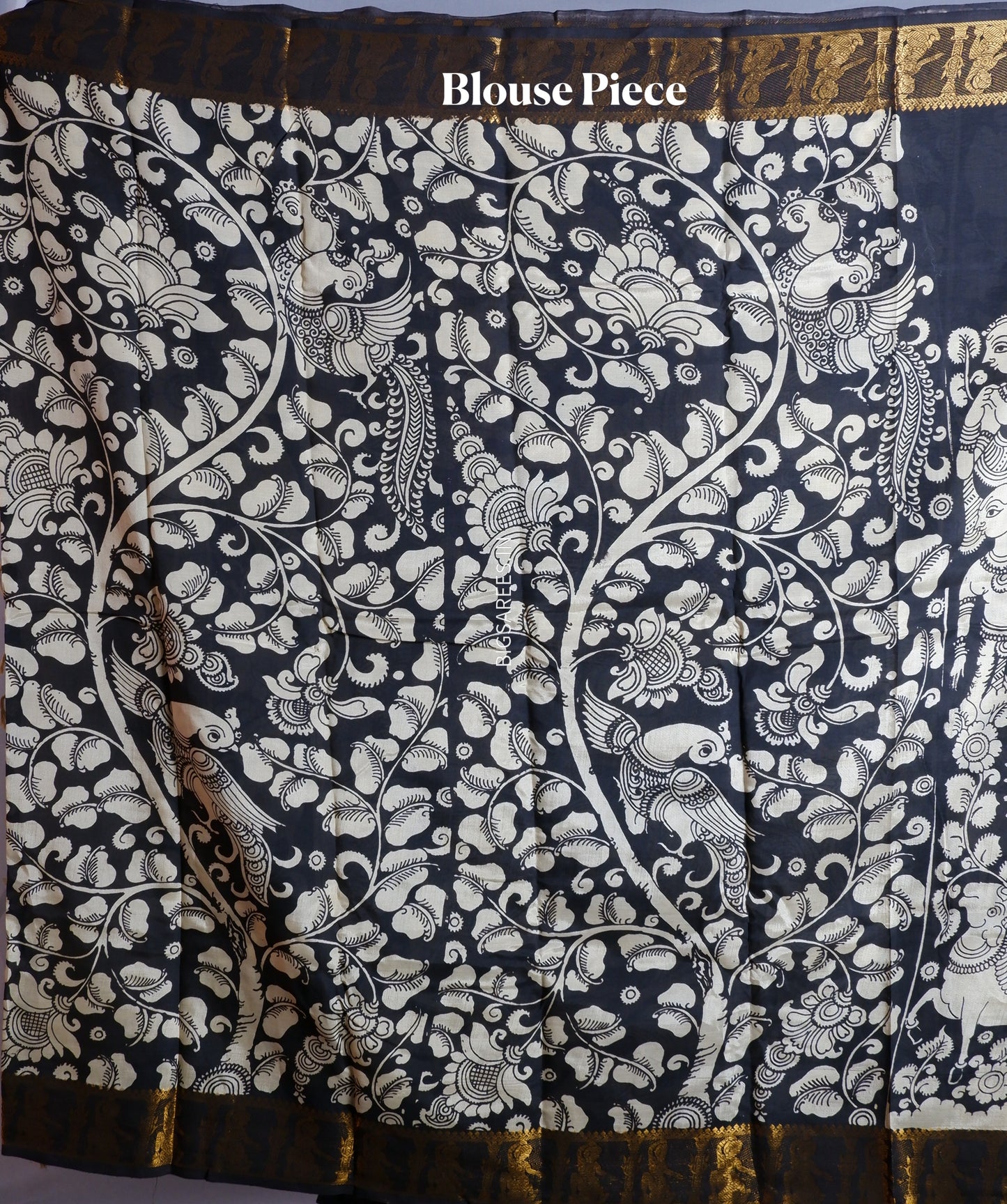 Hand-Painted Pen Kalamkari Saree in Pure Mangalgiri Silk