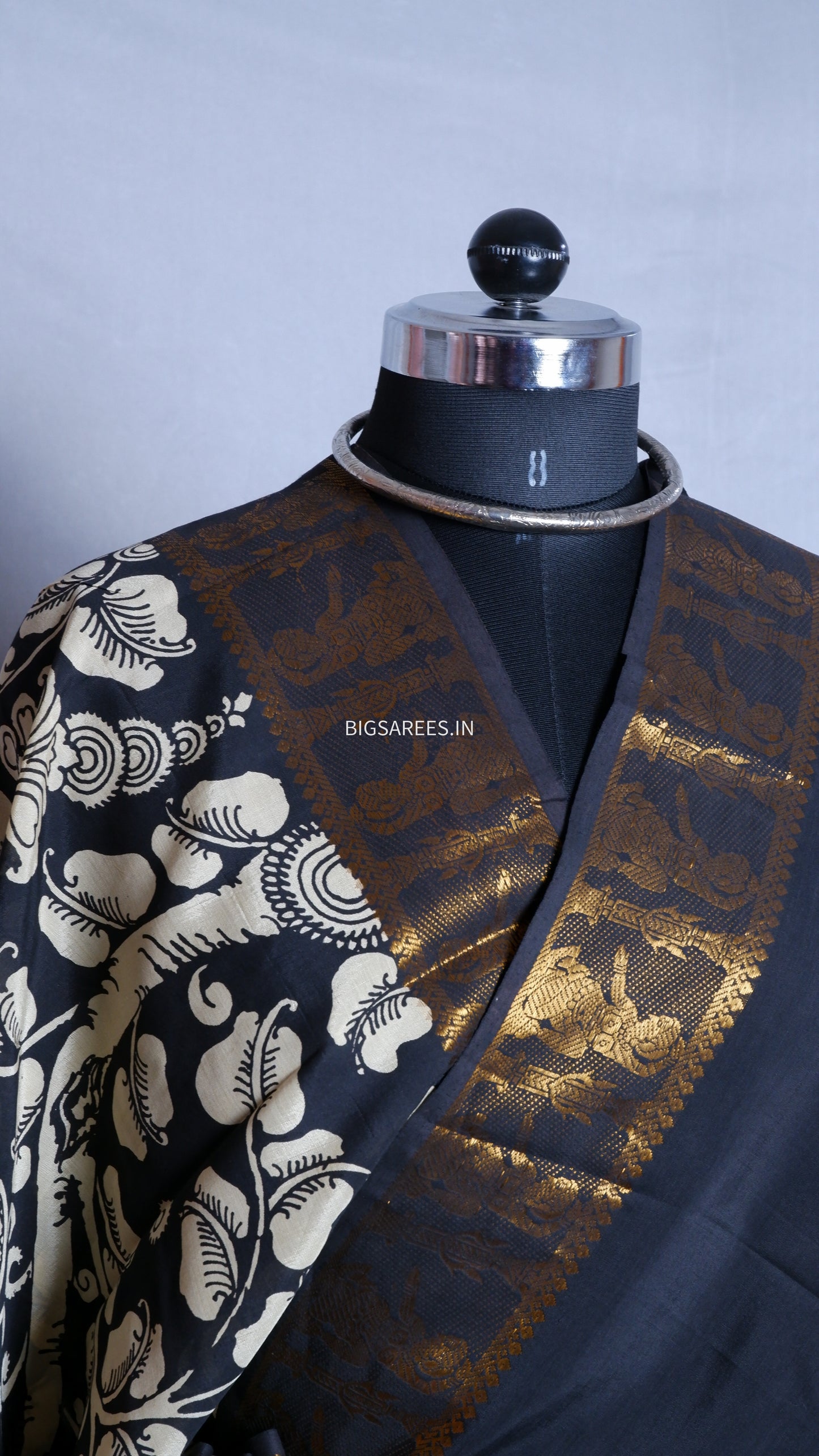 Hand-Painted Pen Kalamkari Saree in Pure Mangalgiri Silk